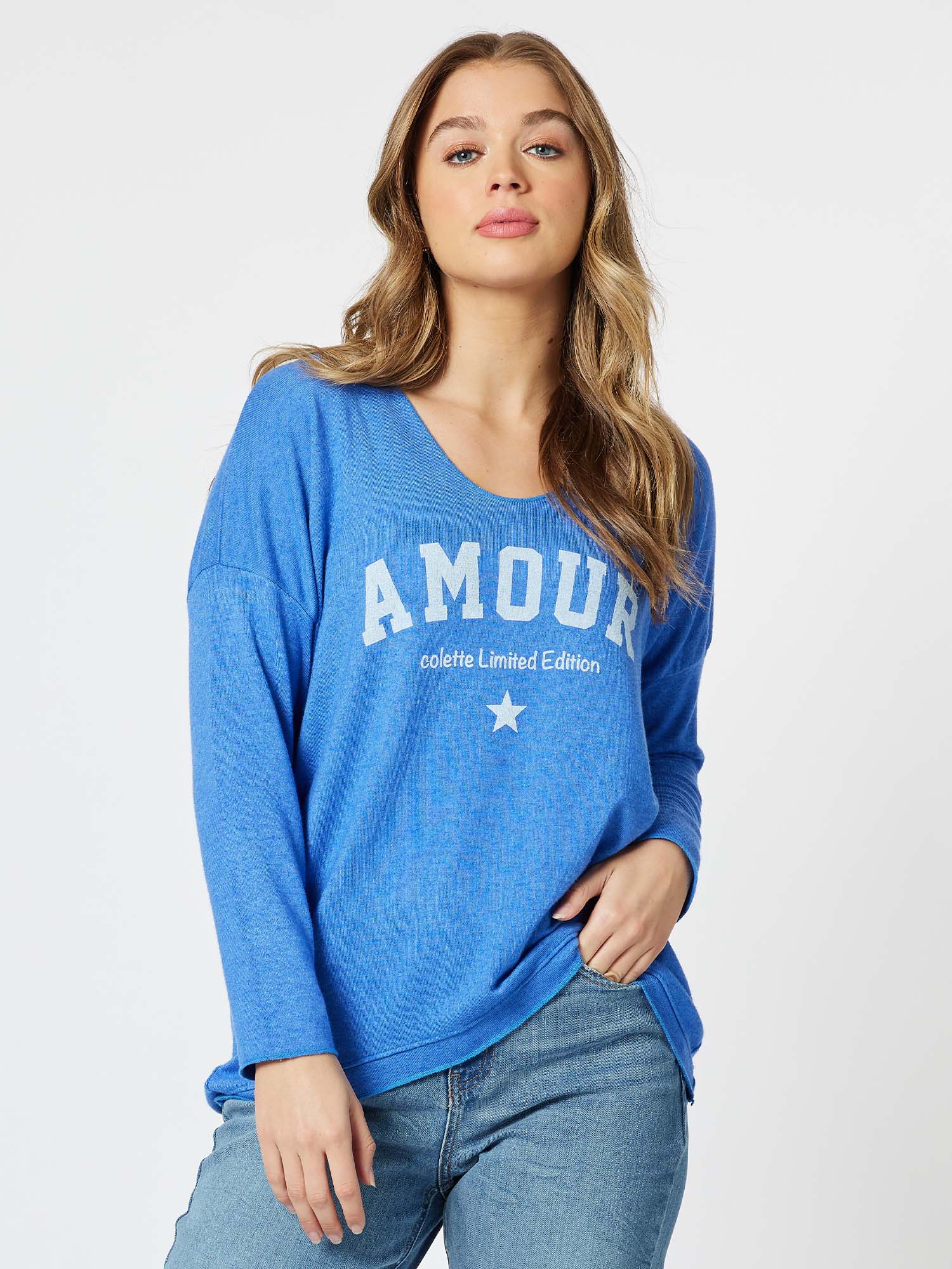 Amour Knit Top Top - Cobalt