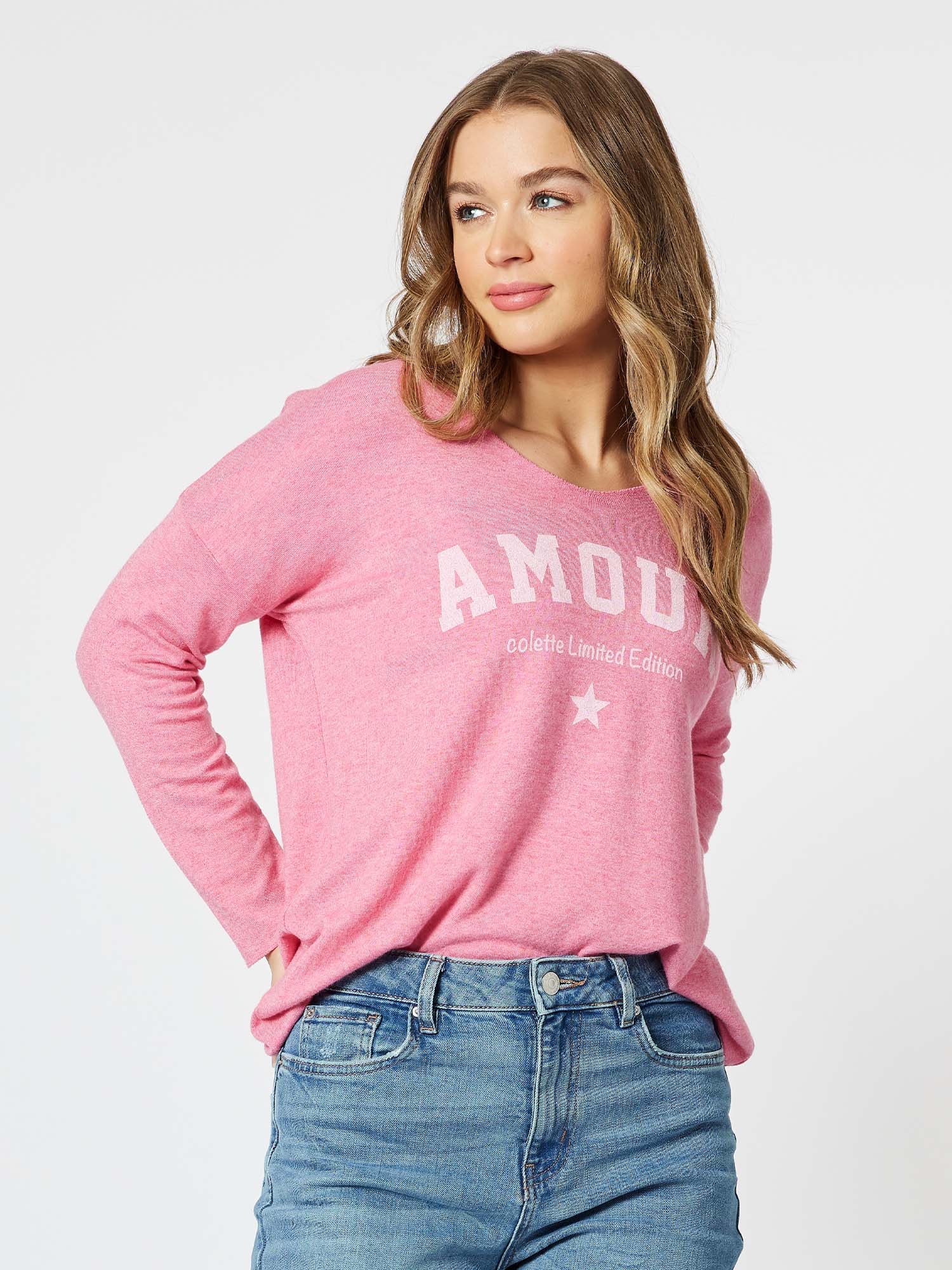 Amour Knit Top Top - Pink