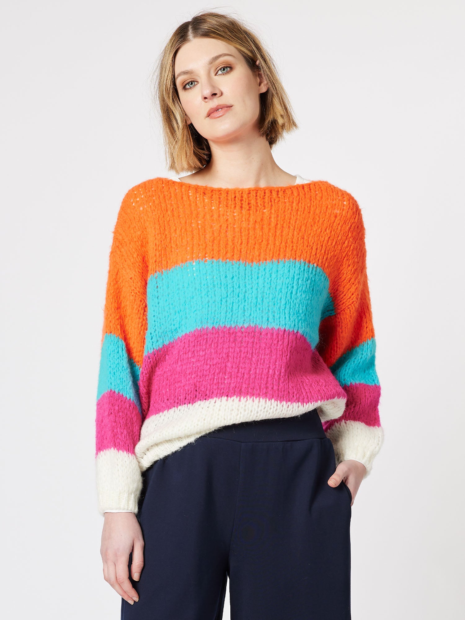 Kate Multi Stripe Knit Top Jumper - Multi