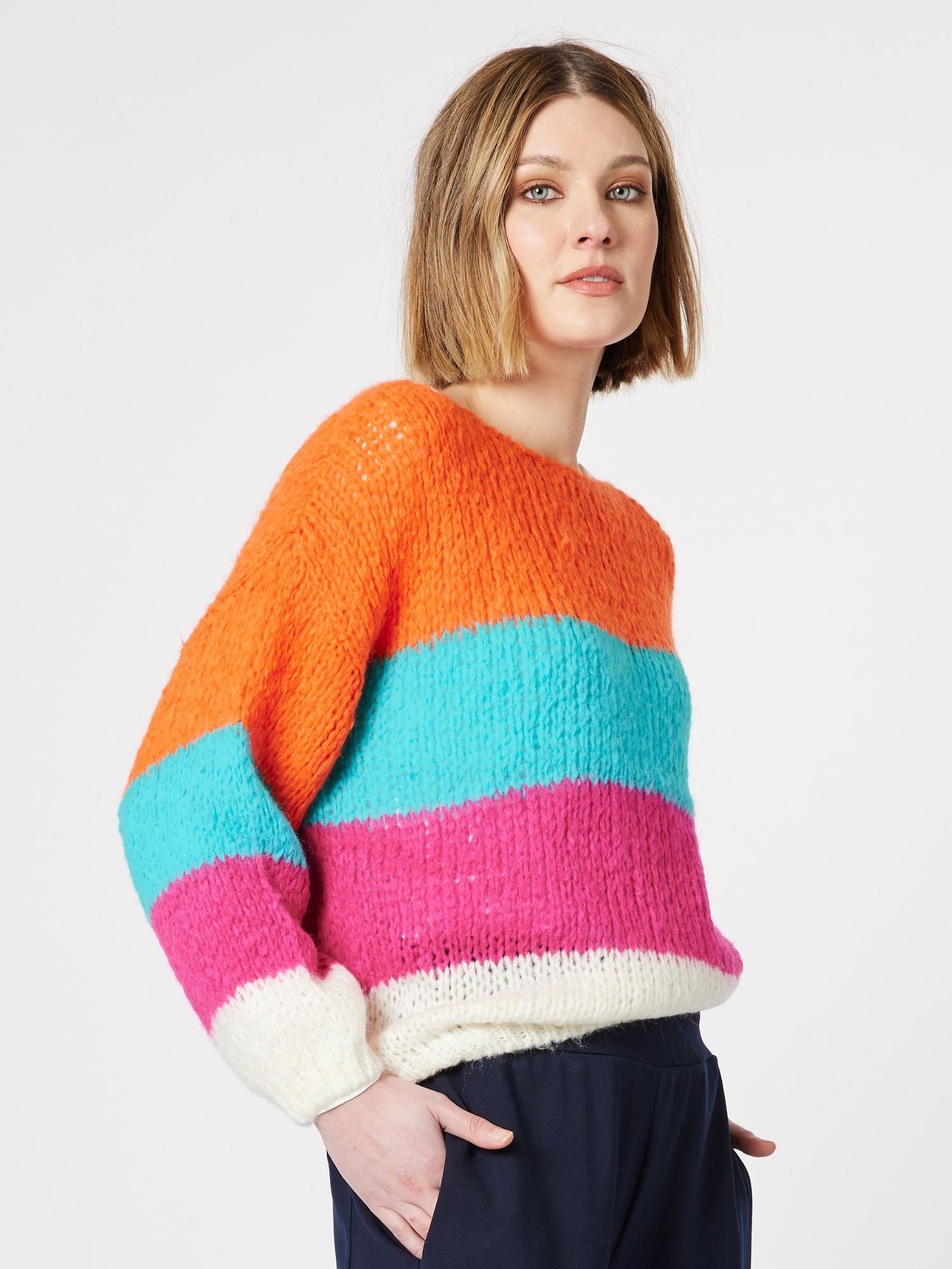 Kate Multi Stripe Knit Top Jumper - Multi