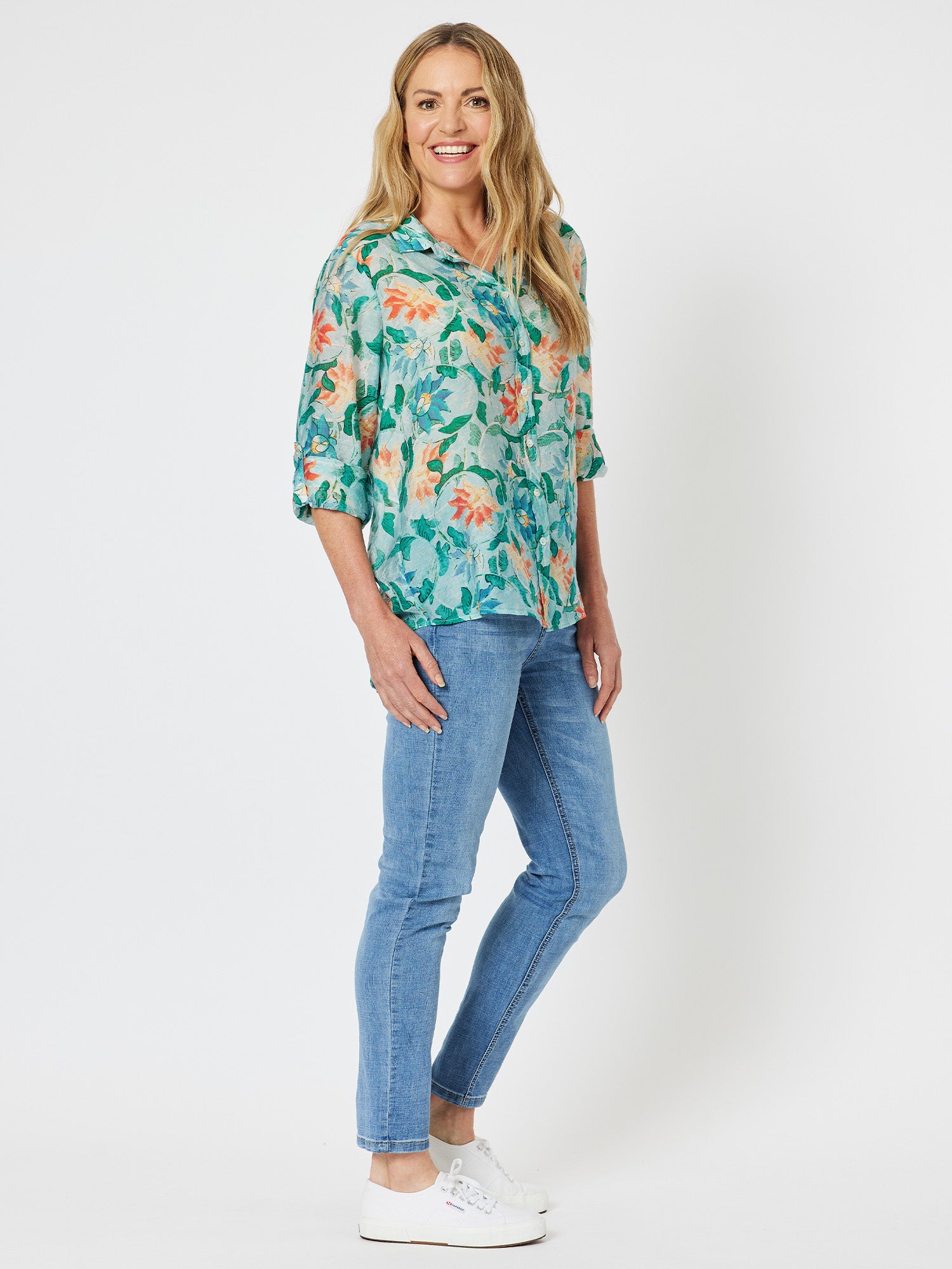 Lakeside Print Shirt - Lagoon