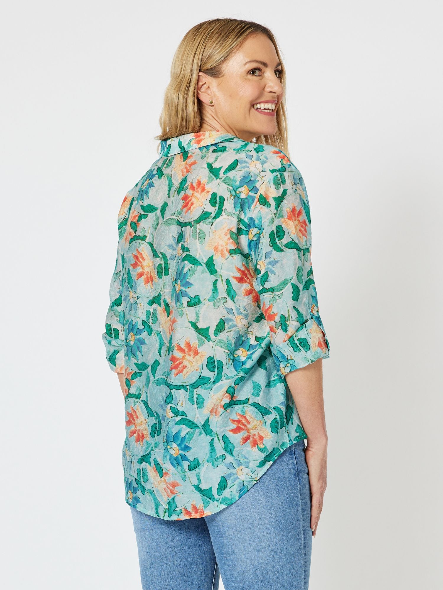 Lakeside Print Shirt - Lagoon