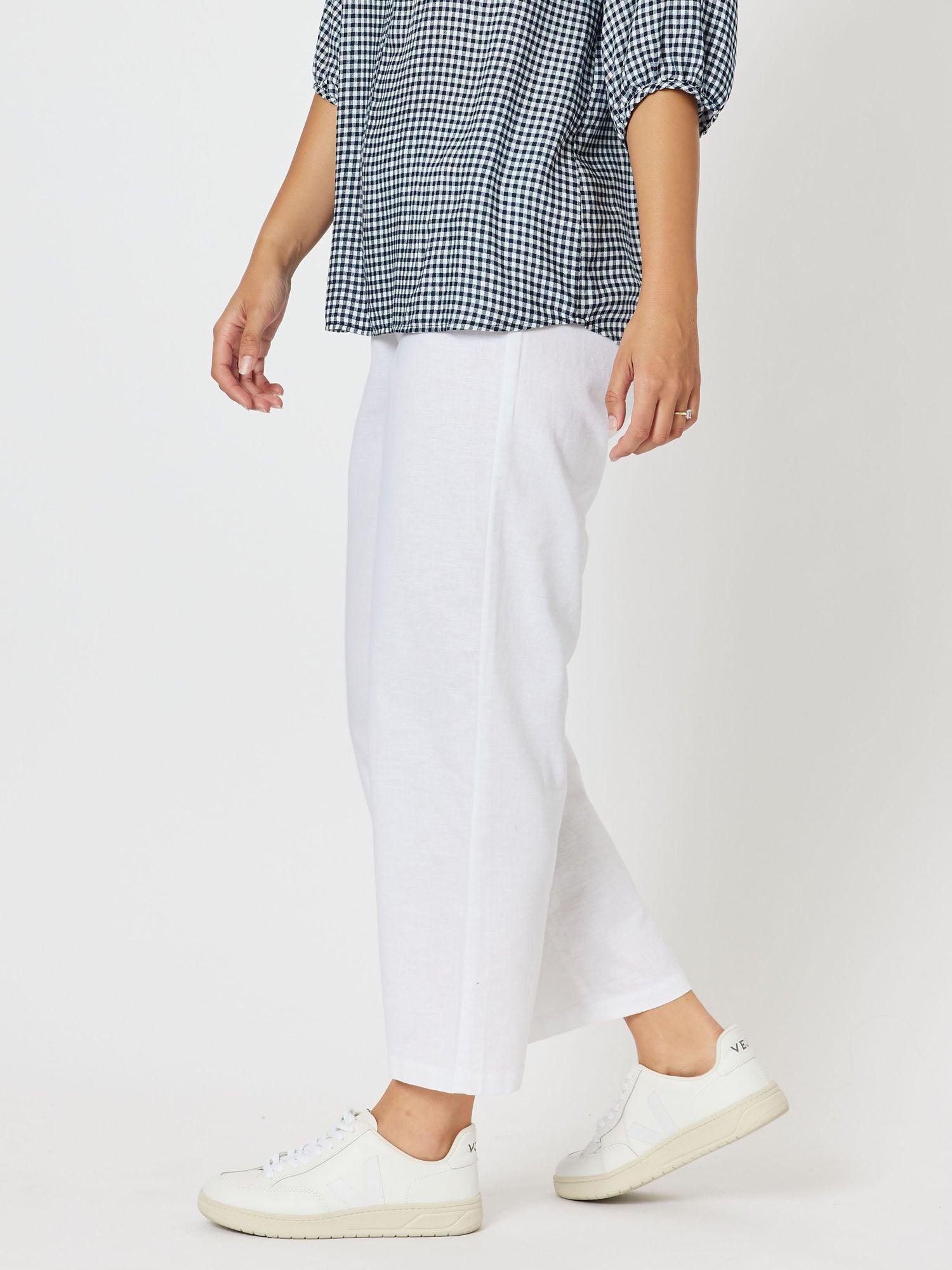 Wide Leg Pull On Pant - White