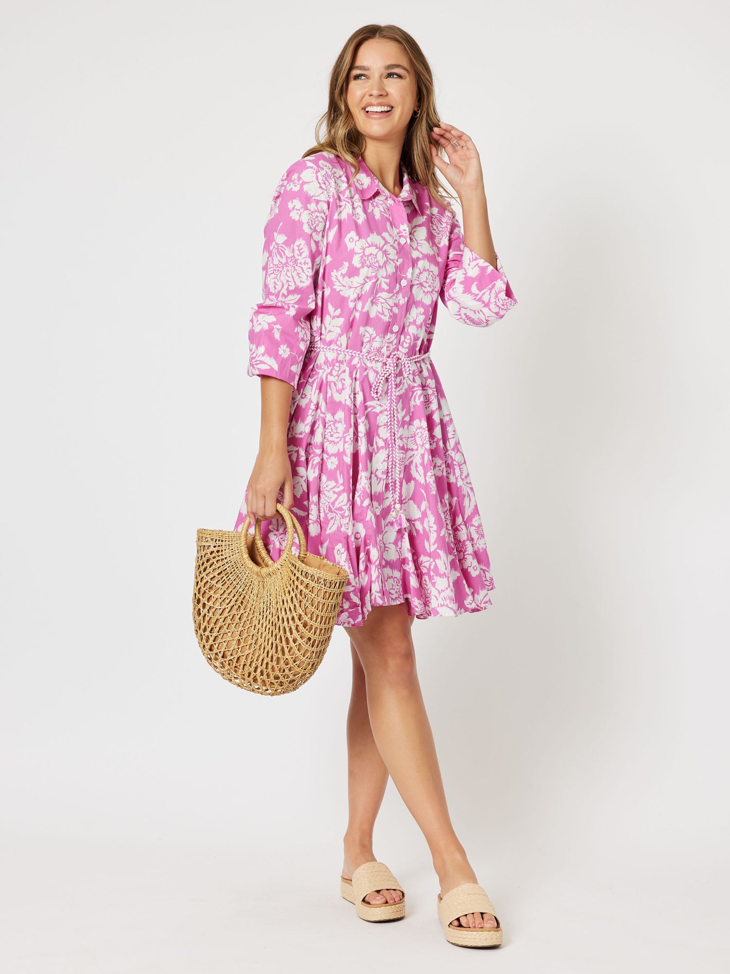 Amour Cotton Print Dress - Pink