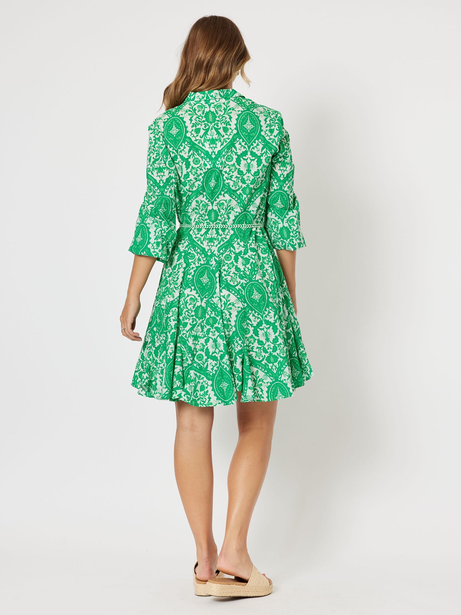 Hola Cotton Print Dress - Green