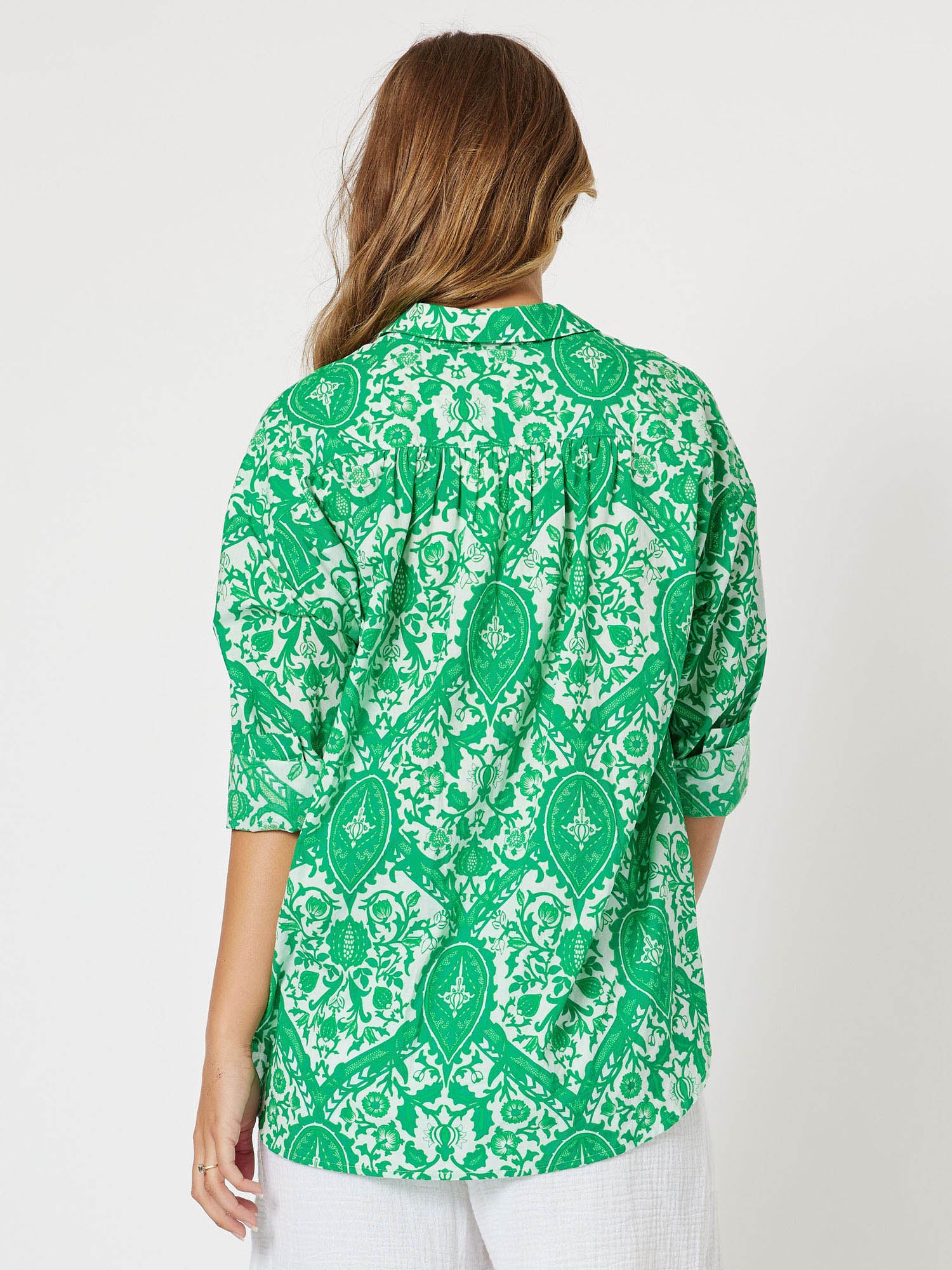 Hola Cotton Print Shirt - Green