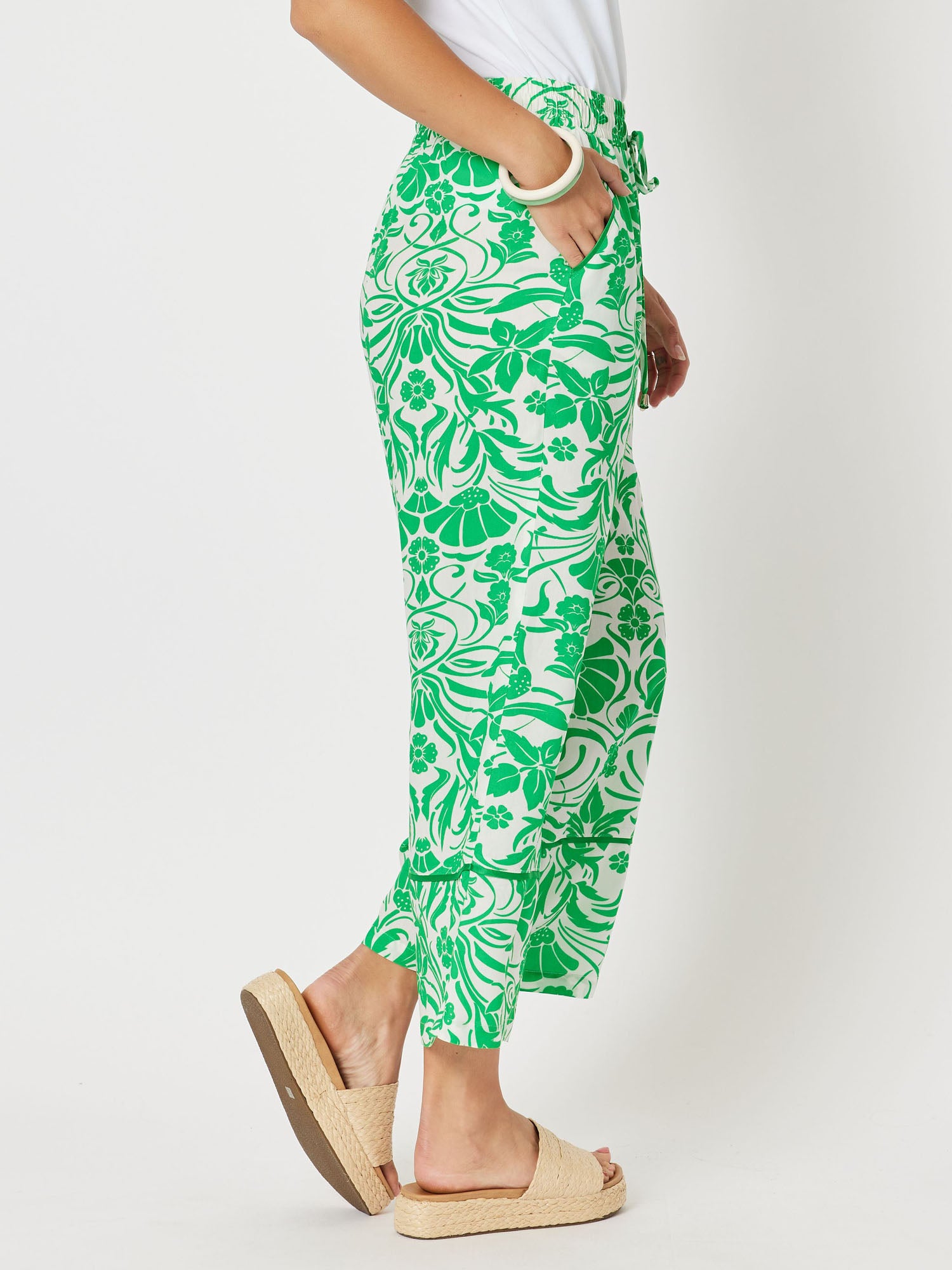 Paradise Print Wide Leg Pant - Green