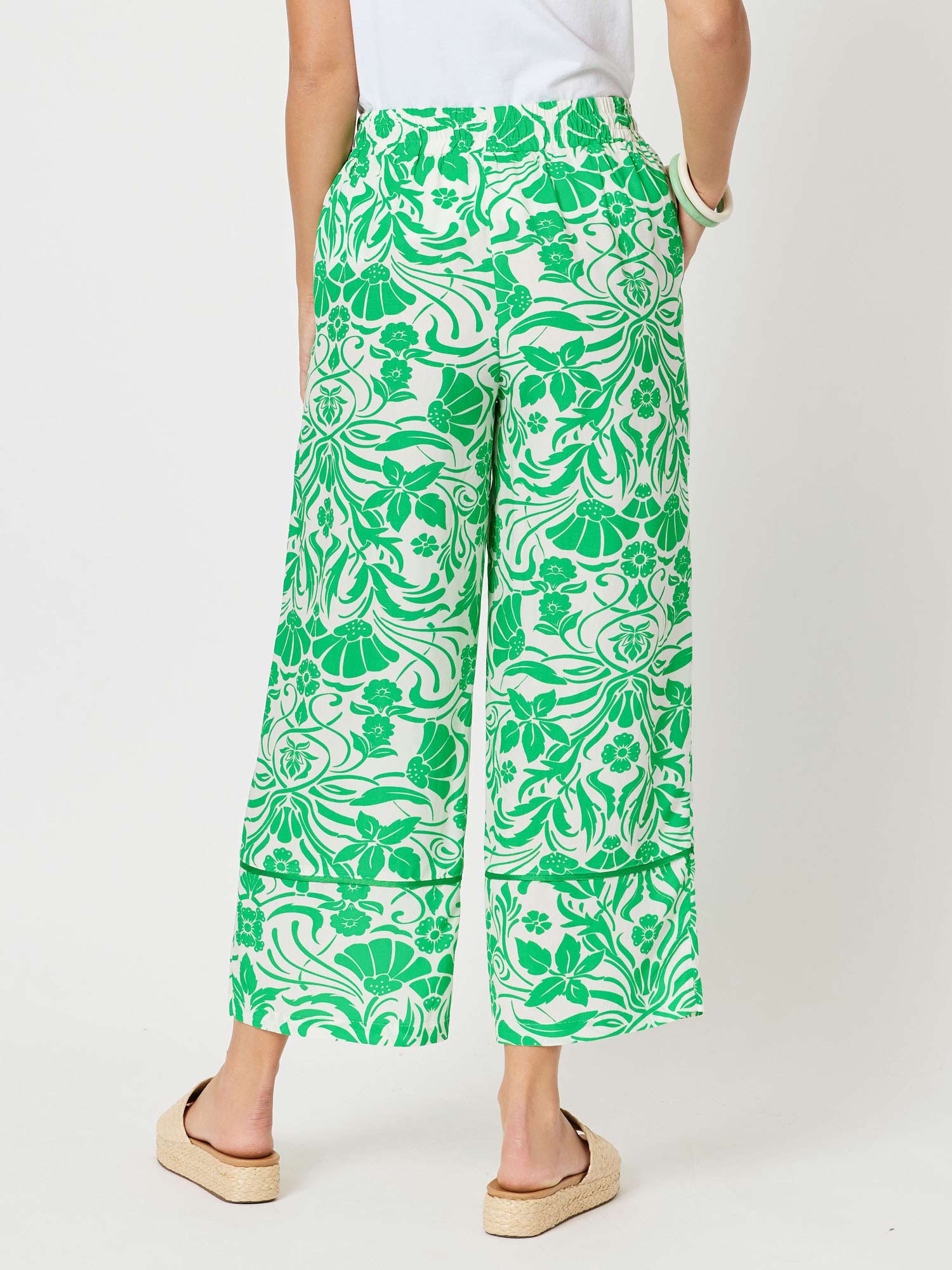 Paradise Print Wide Leg Pant - Green