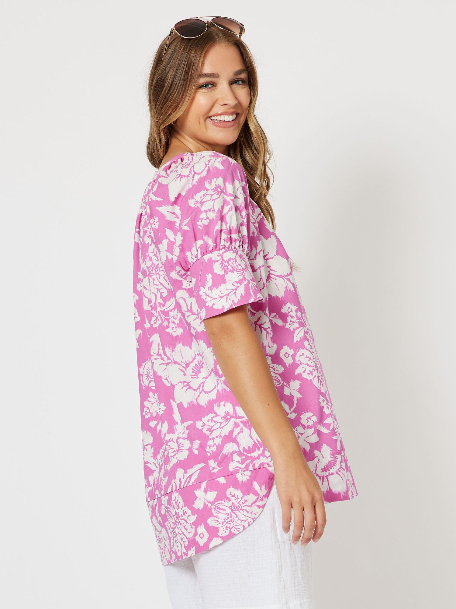 Amour Cotton Print Top - Pink