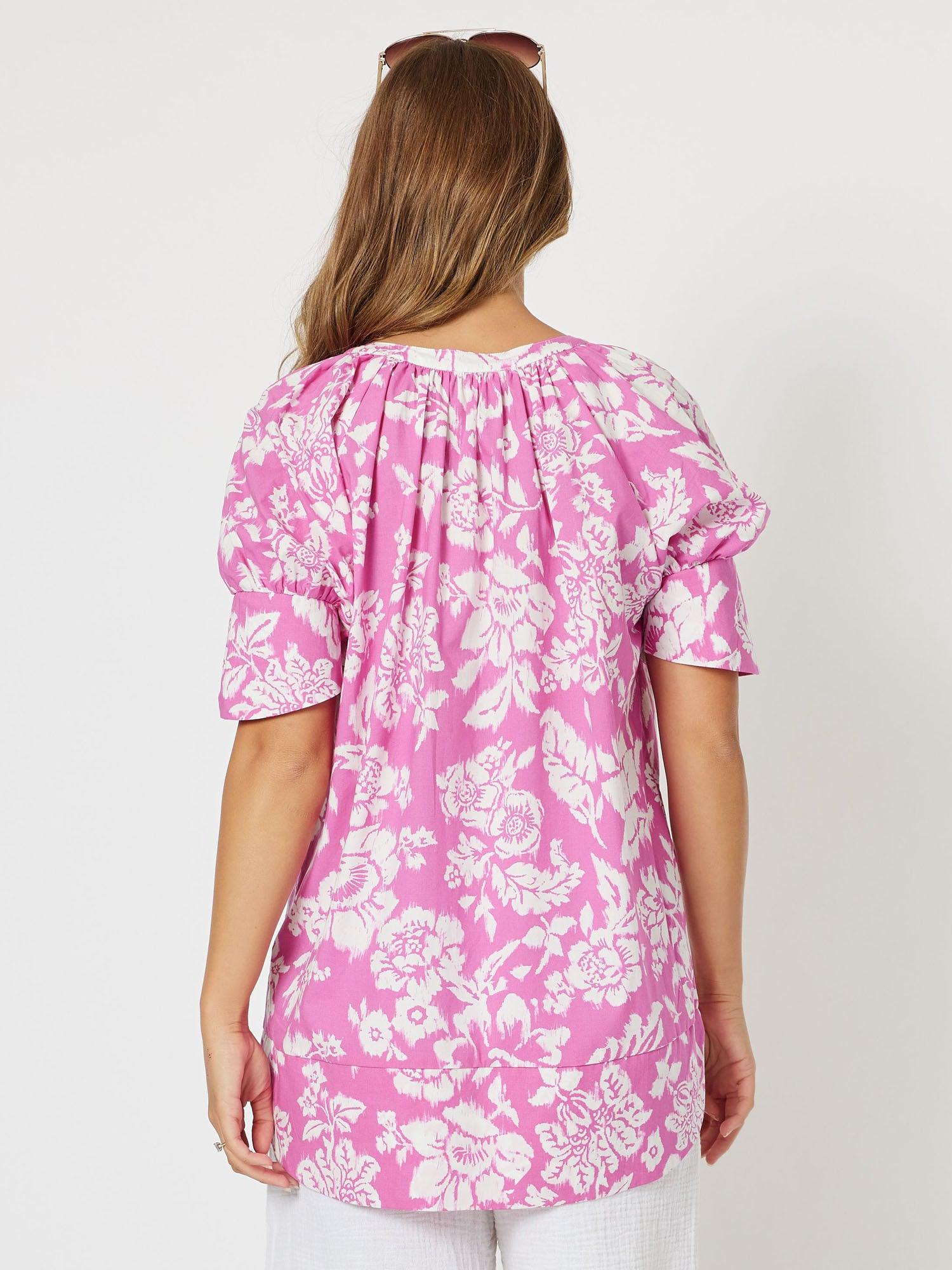 Amour Cotton Print Top - Pink