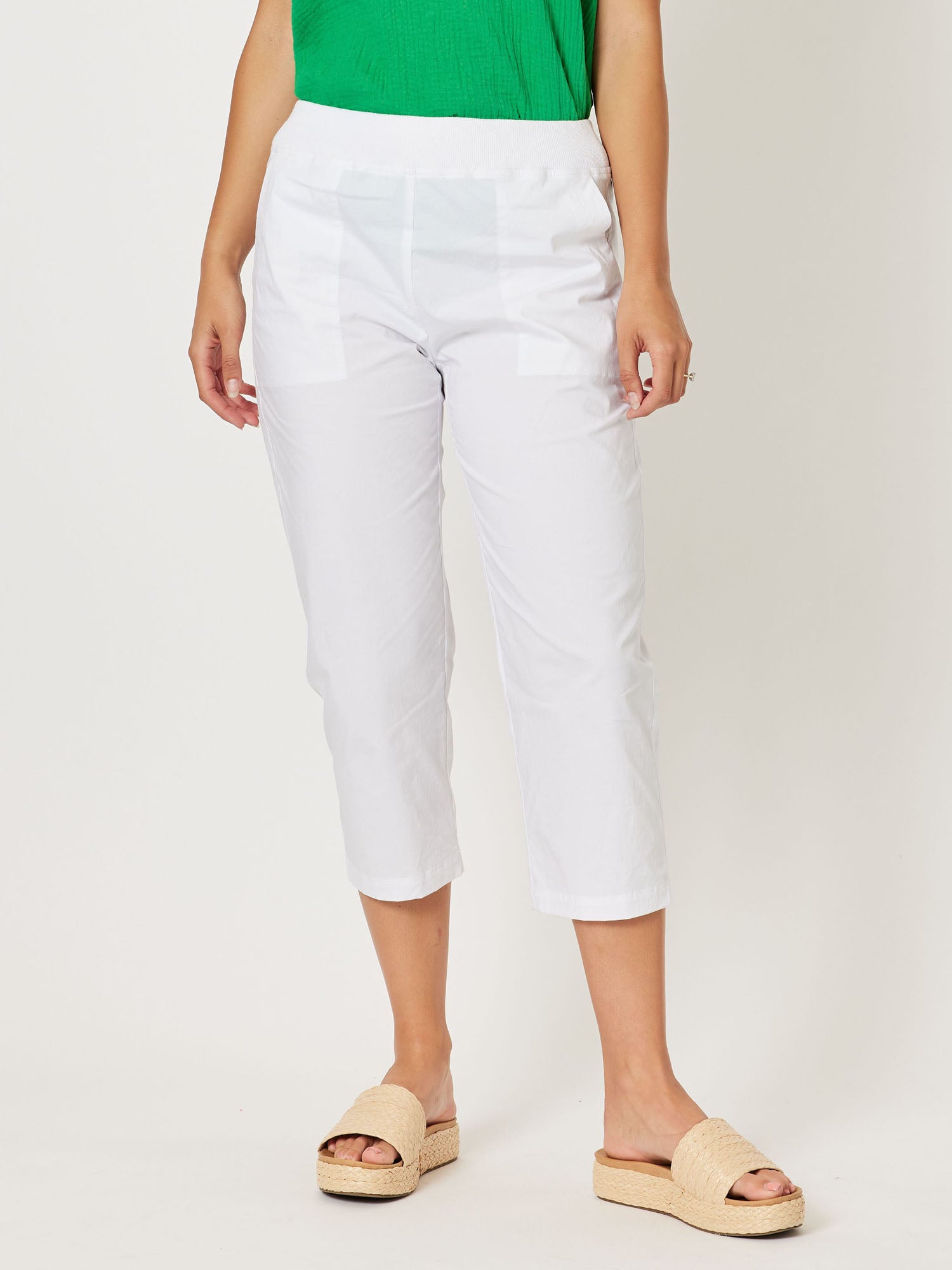 New Santorini Cotton Crop Pant- White