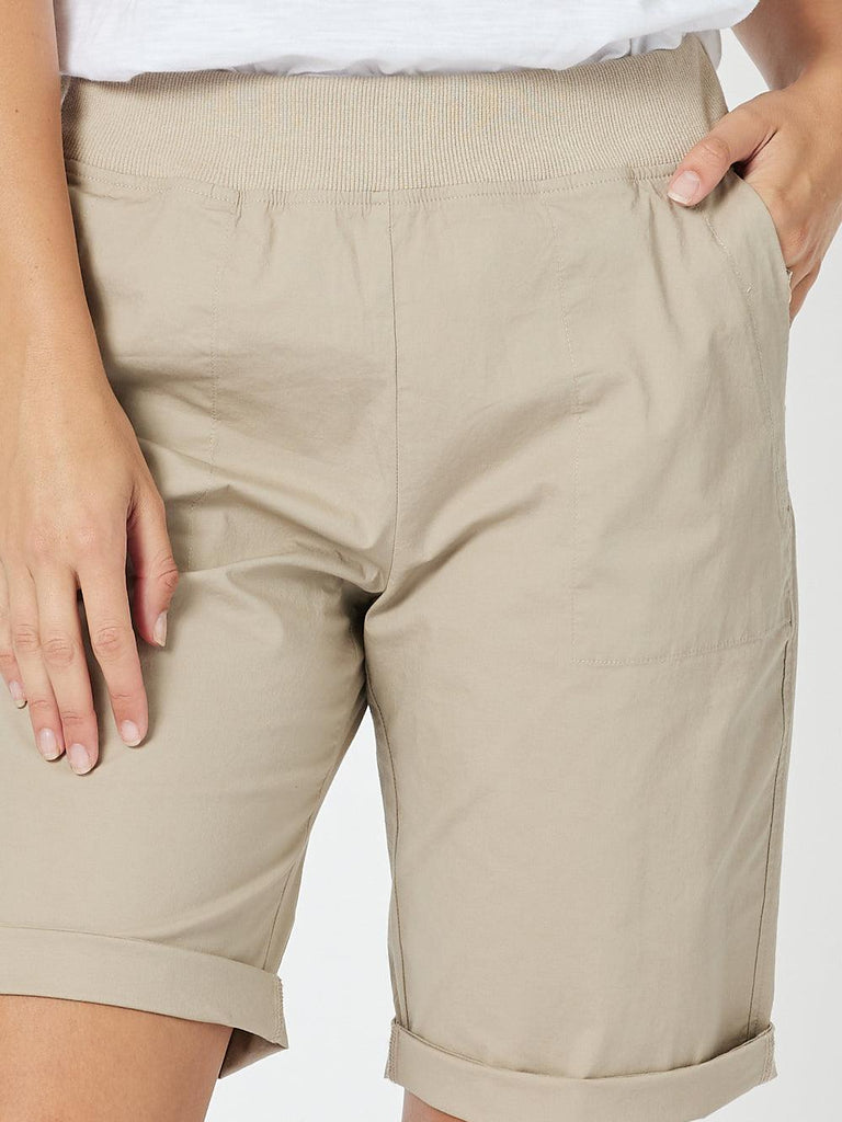 Santorini Cotton Pull On Shorts - Natural