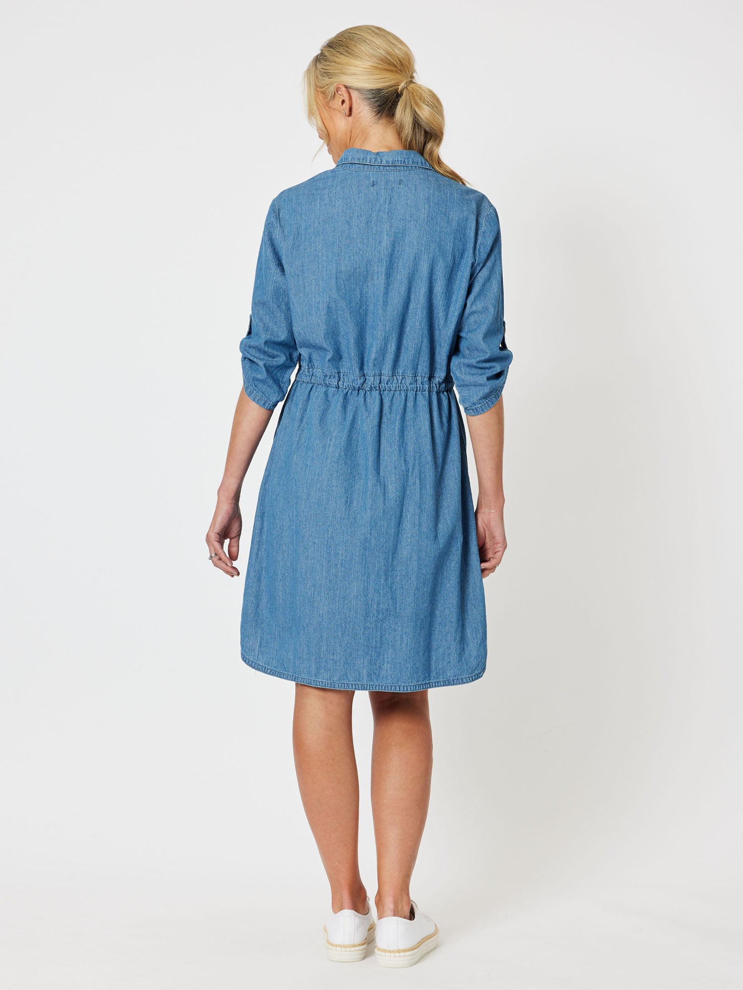 Chambray Cotton Shirt Dress - Denim