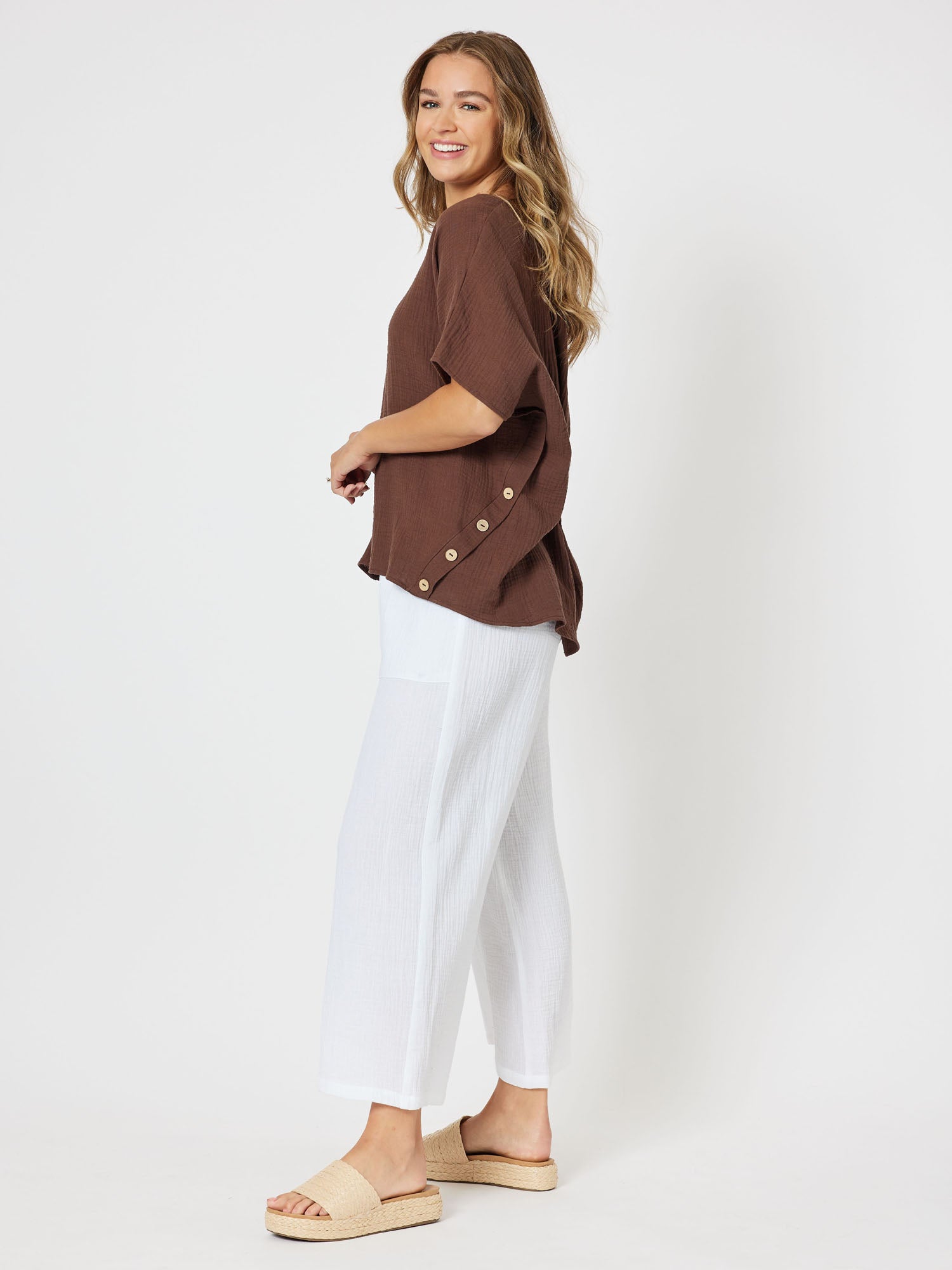 Byron Cotton Relaxed Top - Chocolate