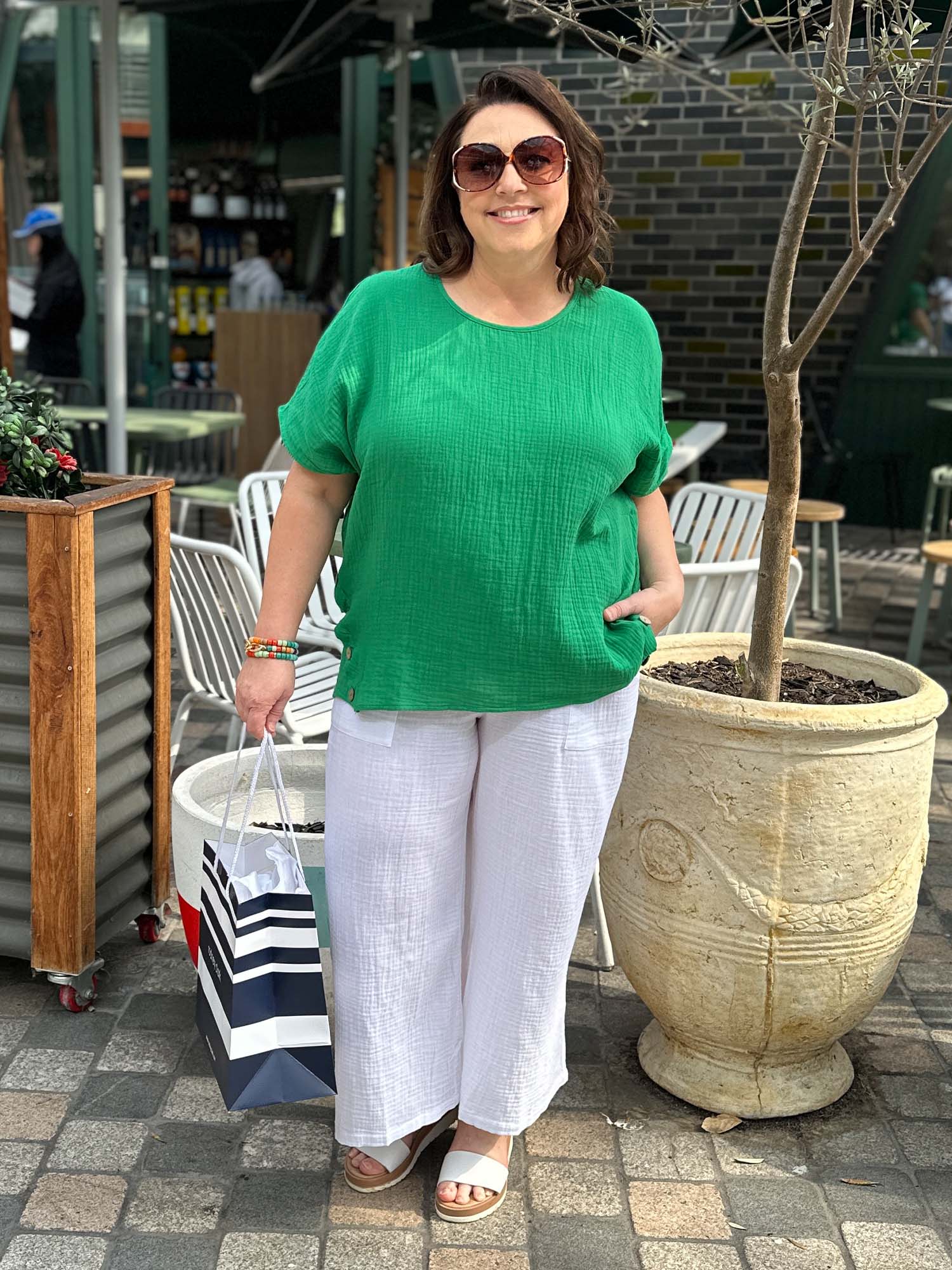 Byron Cotton Relaxed Top - Green