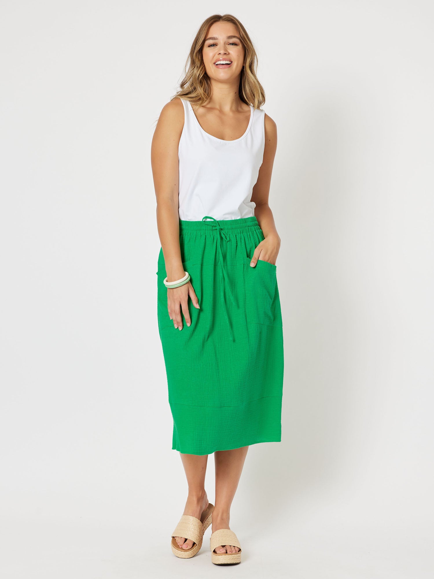 Byron Cotton Skirt - Emerald