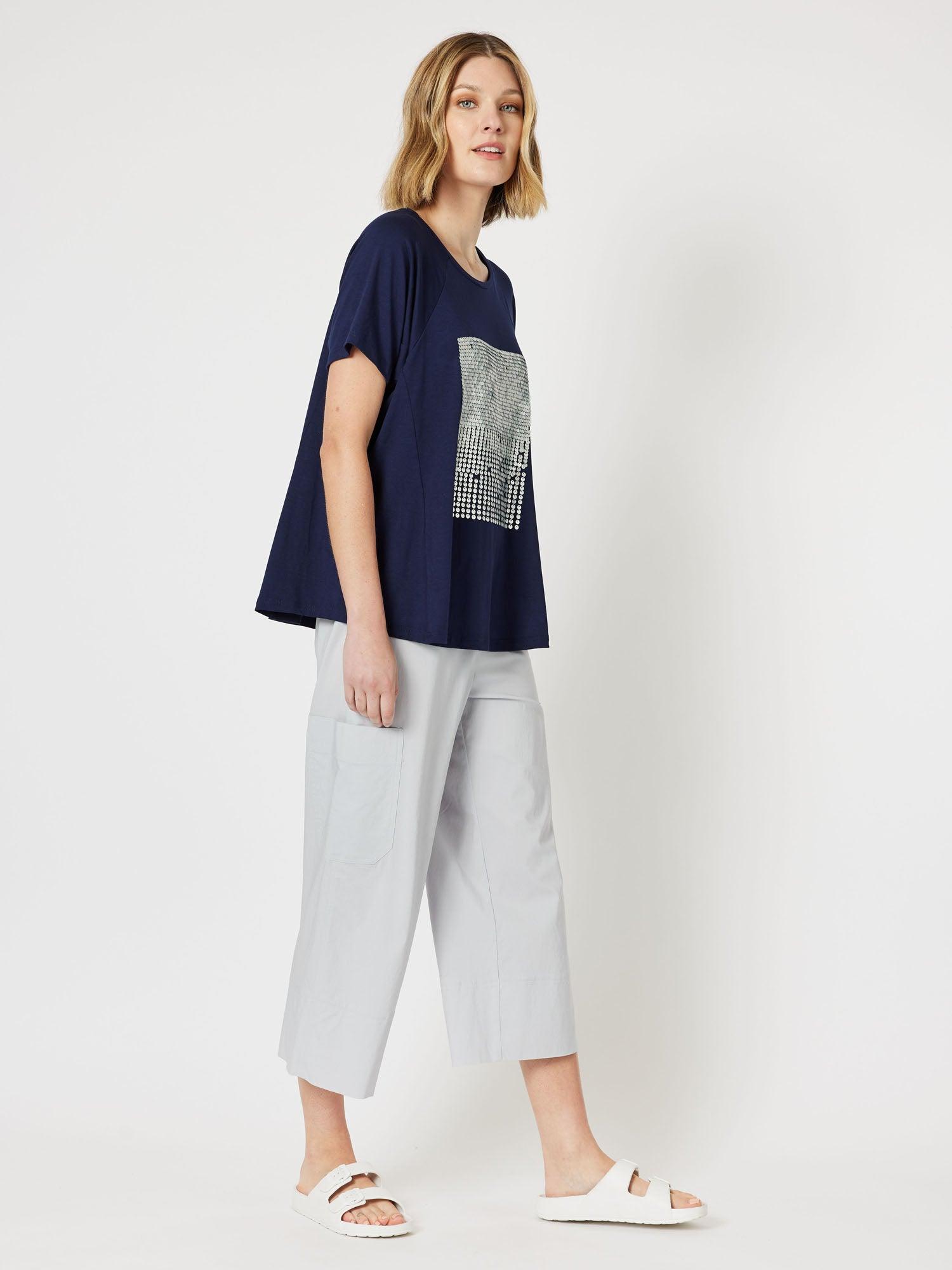 Sequin Patch T-Shirt - Navy