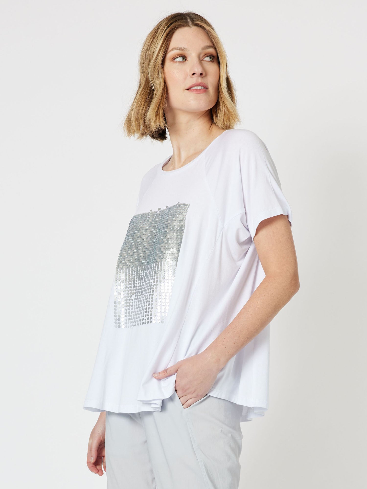 Sequin Patch T-Shirt - White