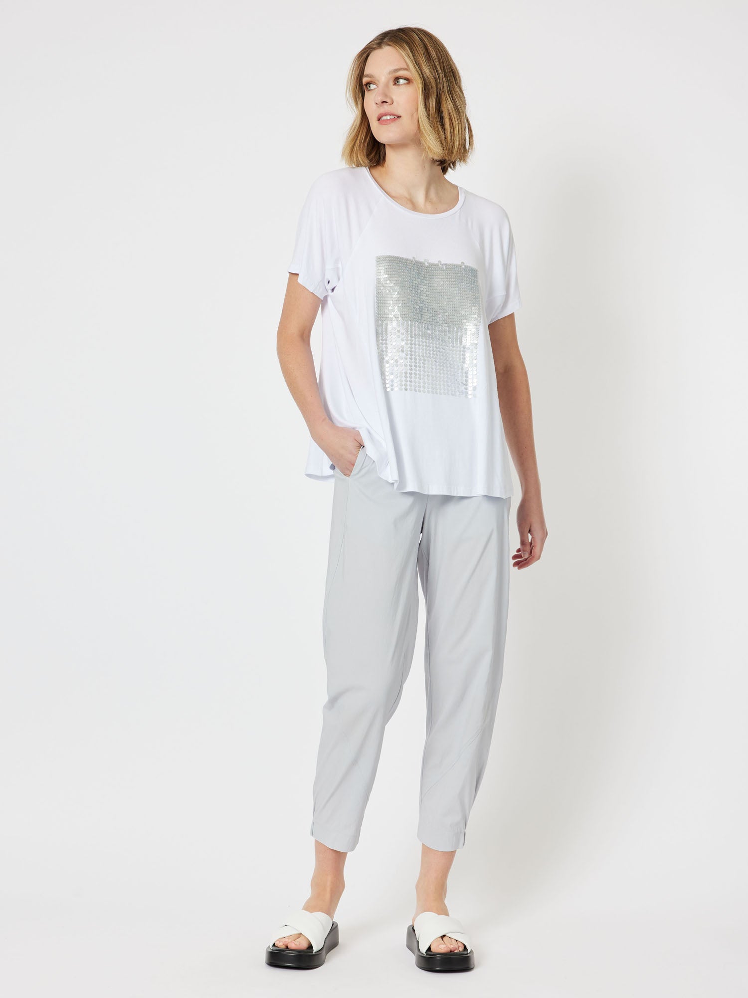 Sequin Patch T-Shirt - White