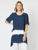 Thera Angled Hem Tunic - Navy/White