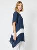Thera Angled Hem Tunic - Navy/White
