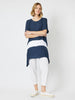 Thera Angled Hem Tunic - Navy/White