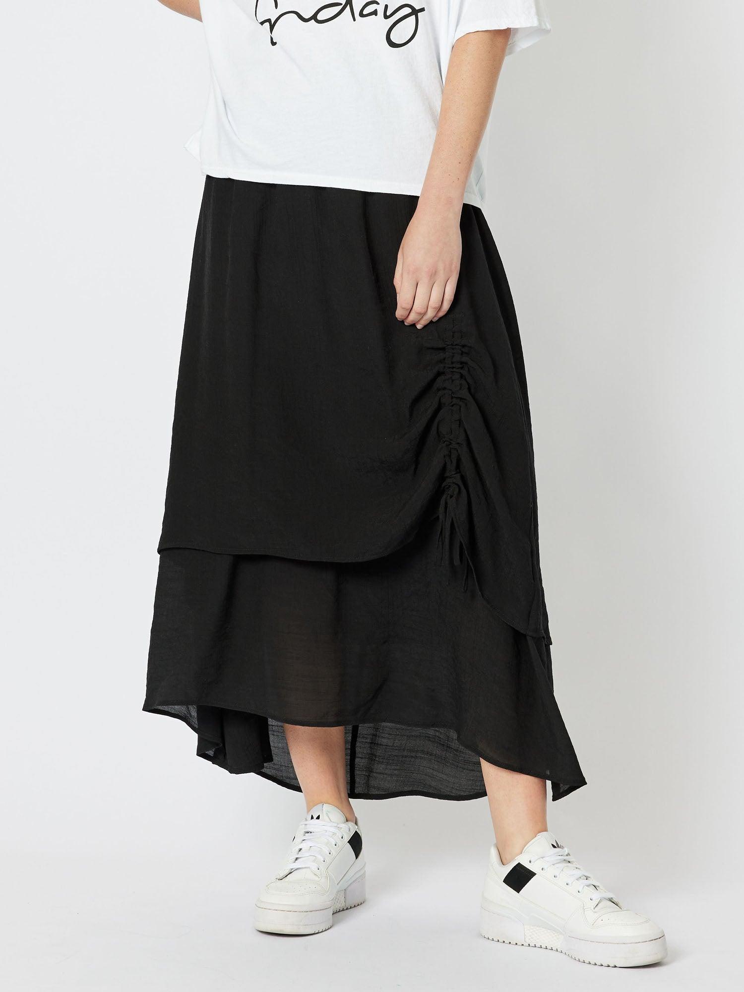 Oia Layered Pull On Skirt - Black