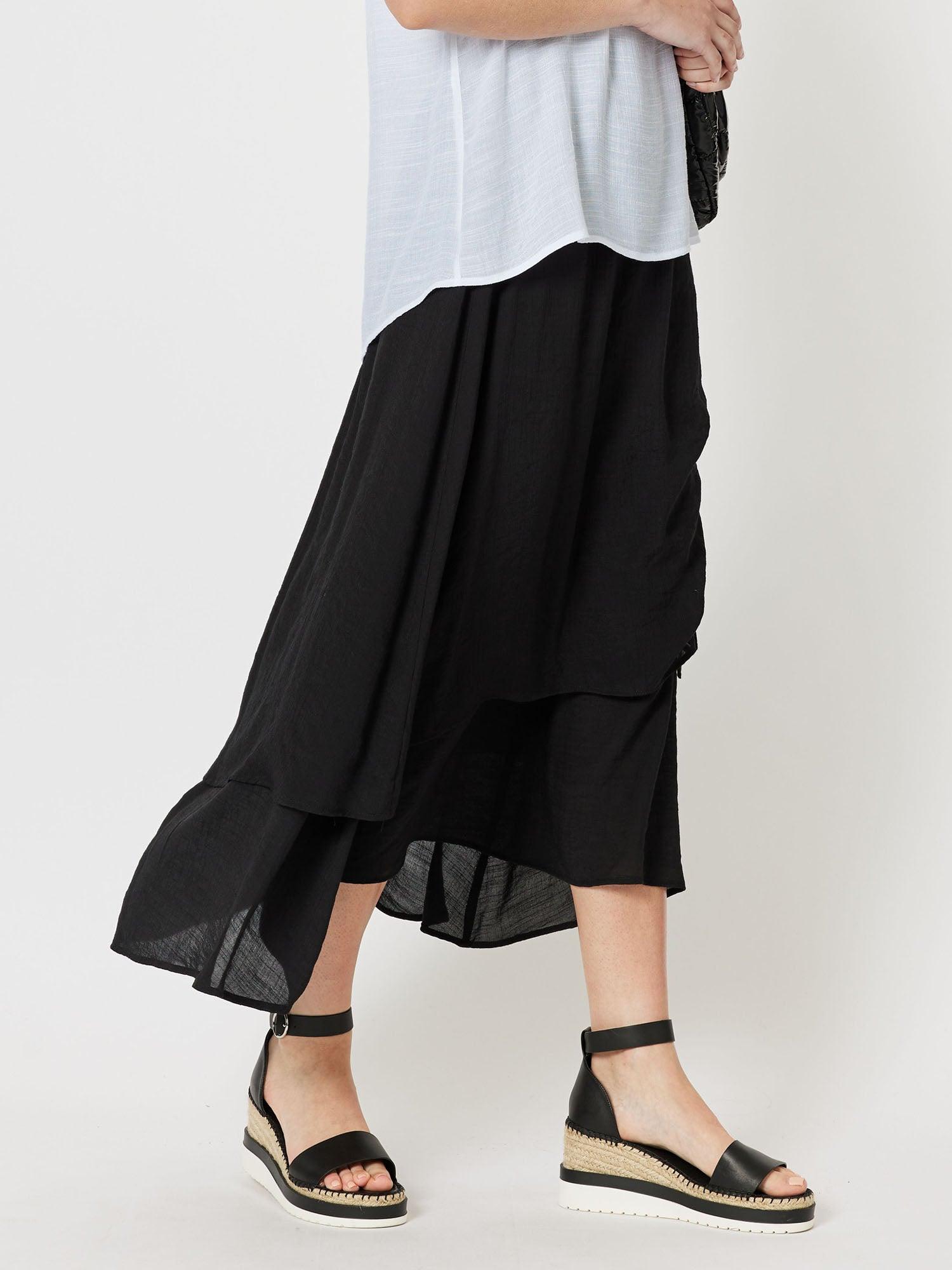 Oia Layered Pull On Skirt - Black