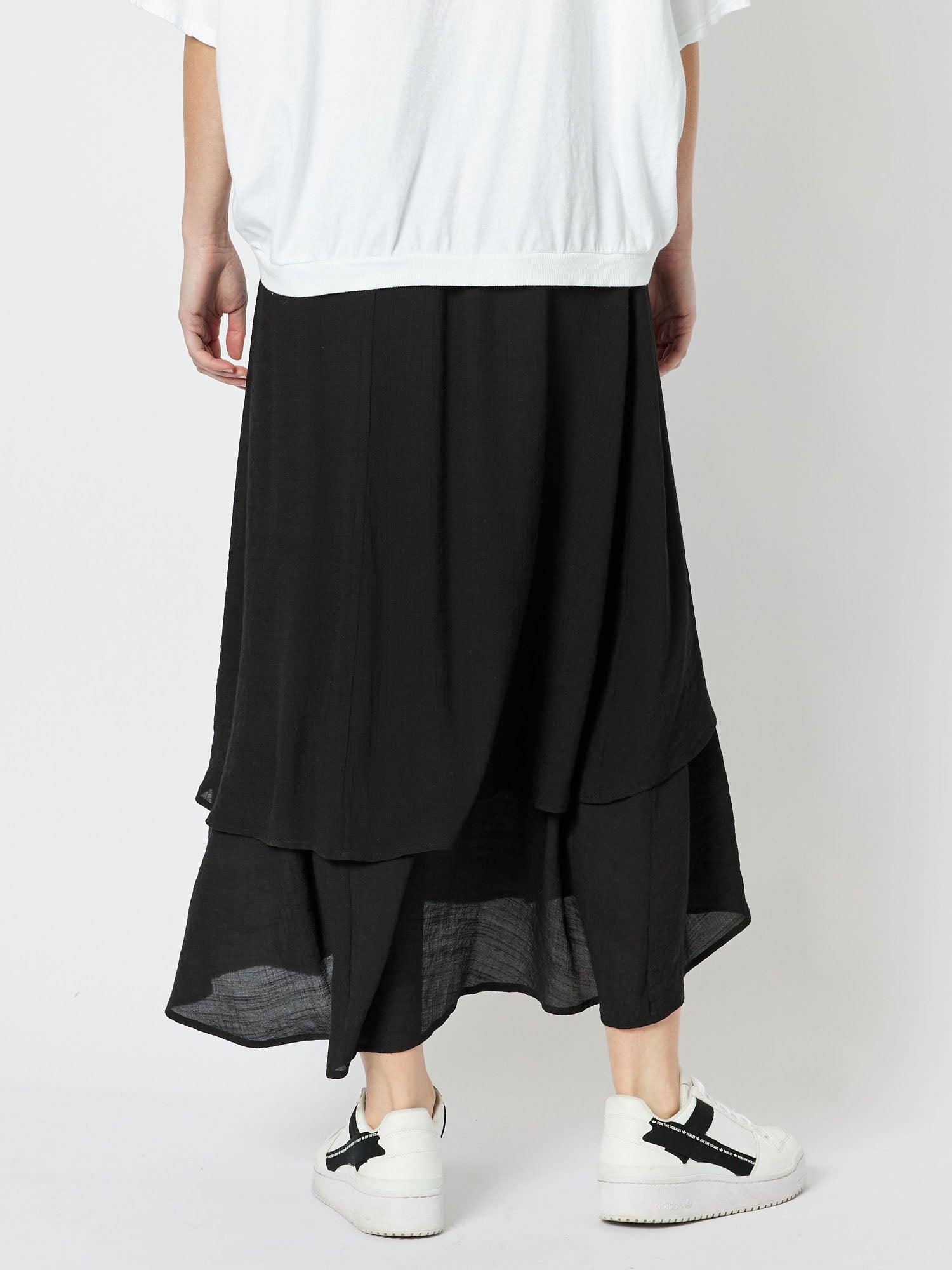 Oia Layered Pull On Skirt - Black