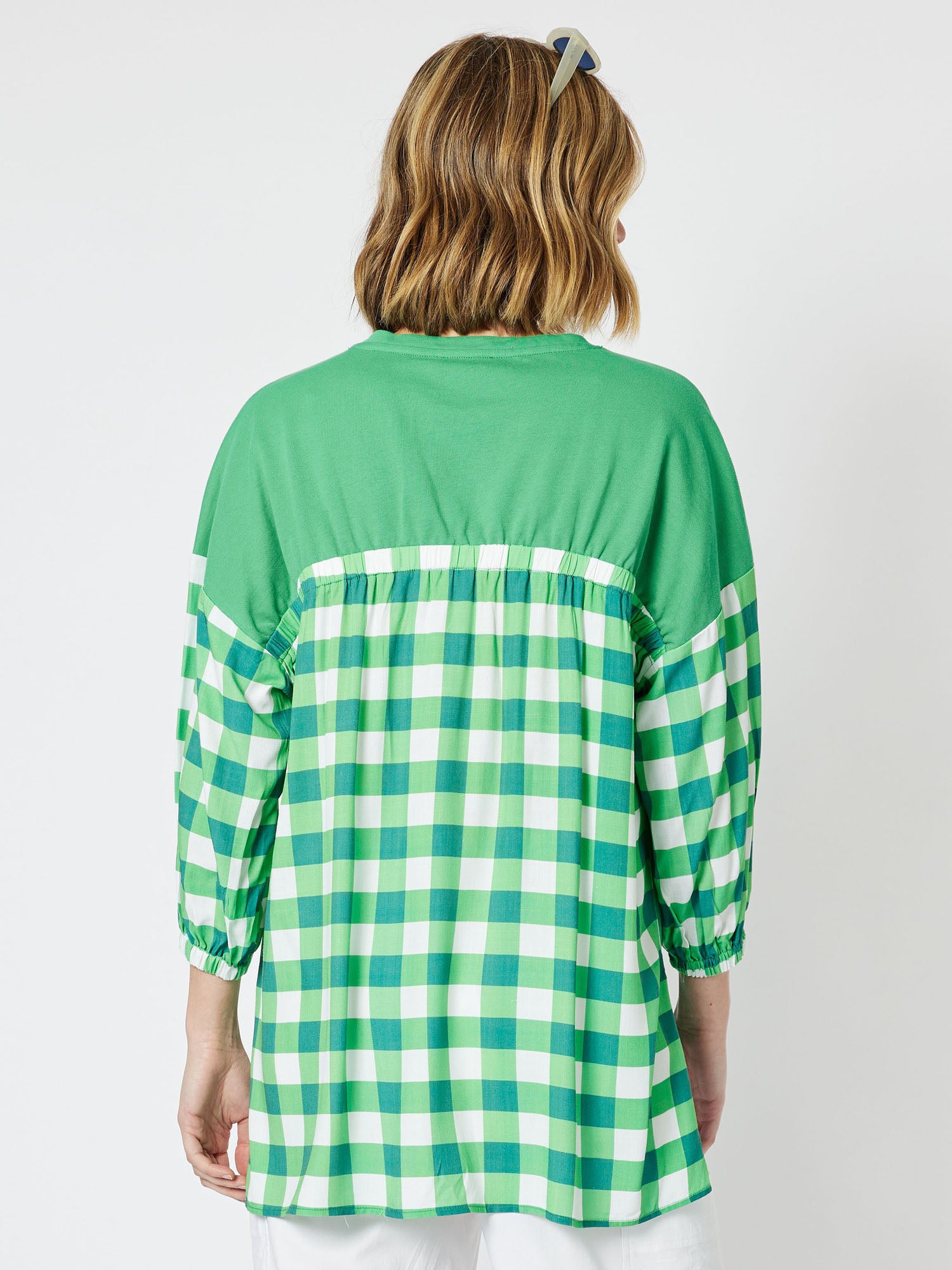 Harmony Spliced Check Sweatshirt - Green