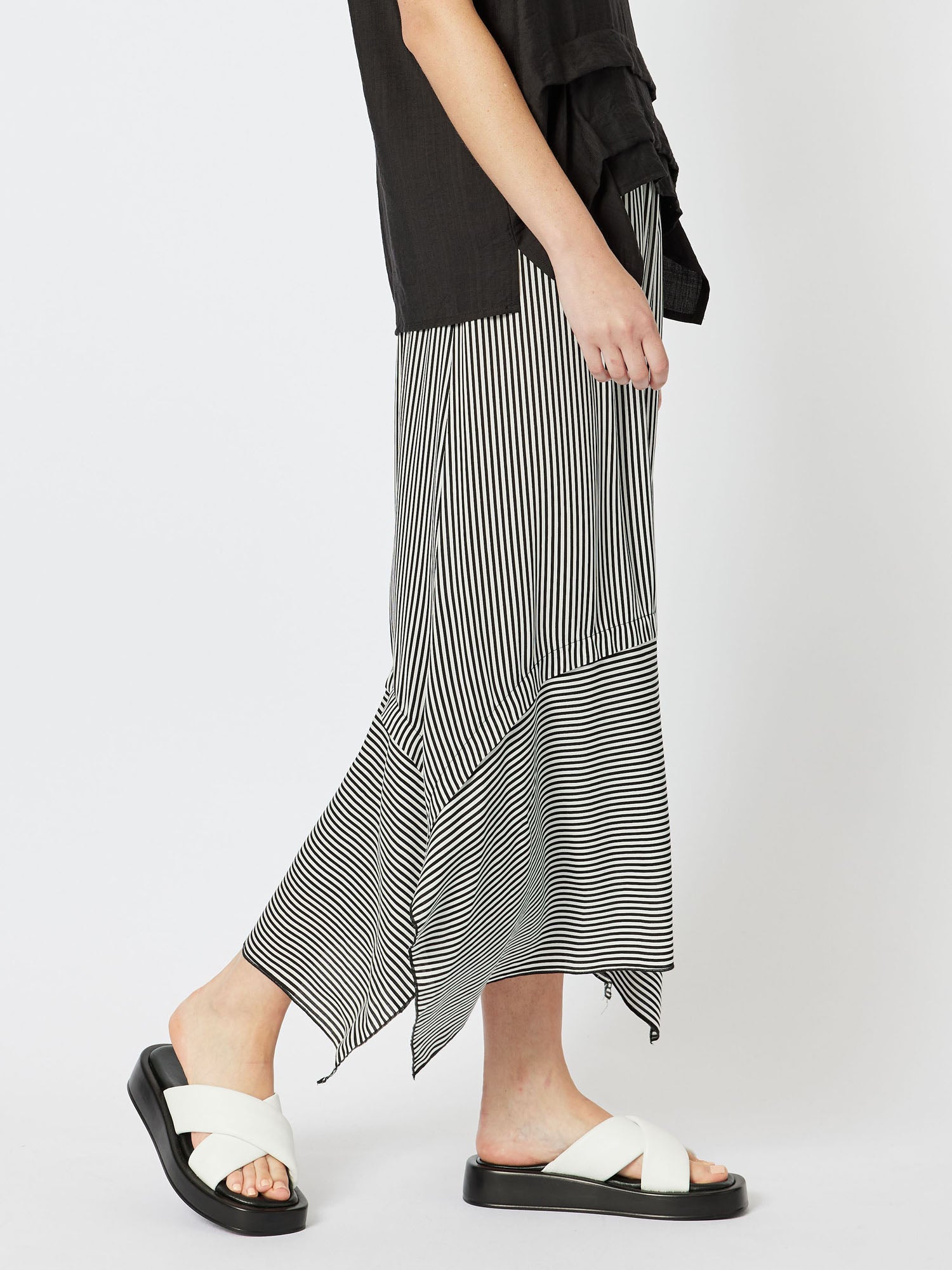 Chloe Stripe Asymmetric Skirt - Black/White