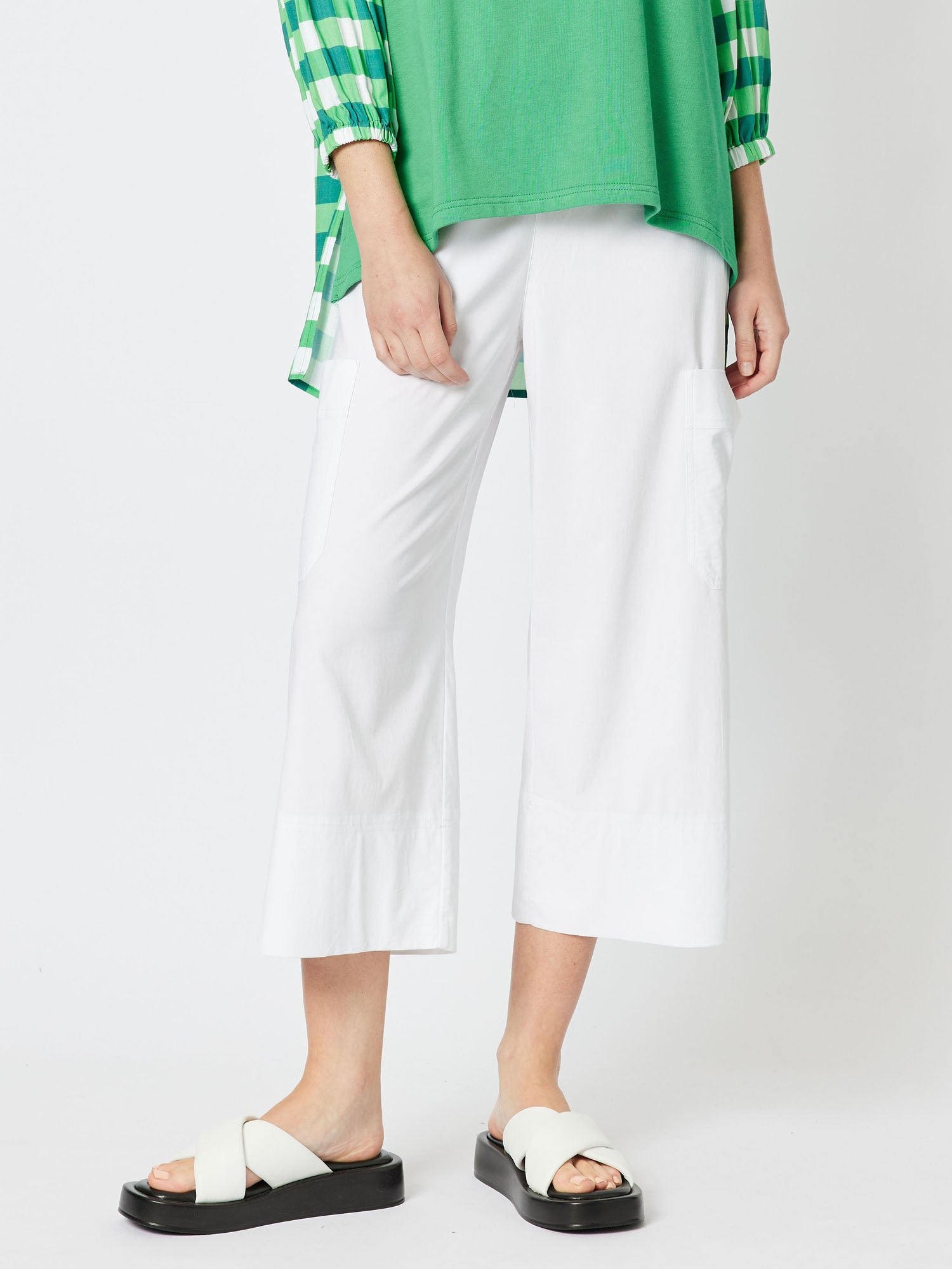 Parachute Cropped Pull On Wide Leg Pant - White