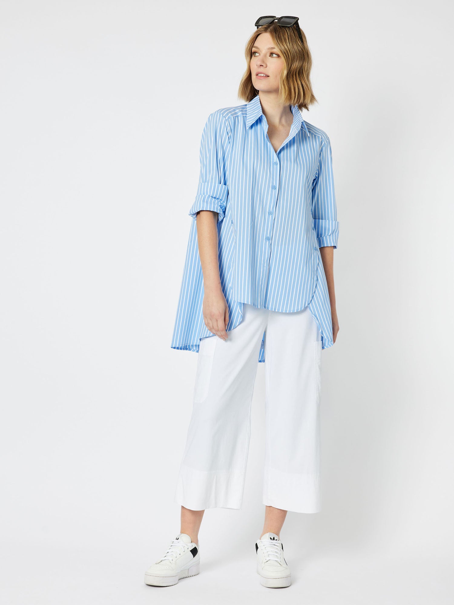 Parachute Cropped Pull On Wide Leg Pant - White