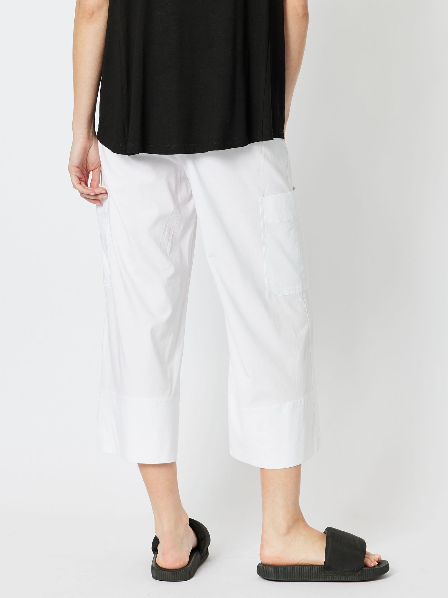 Parachute Cropped Pull On Wide Leg Pant - White