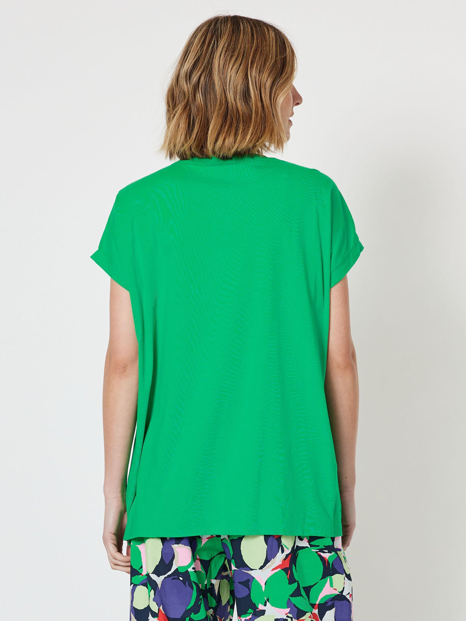 Eve Angled Hem Short Sleeve Top - Kelly Green