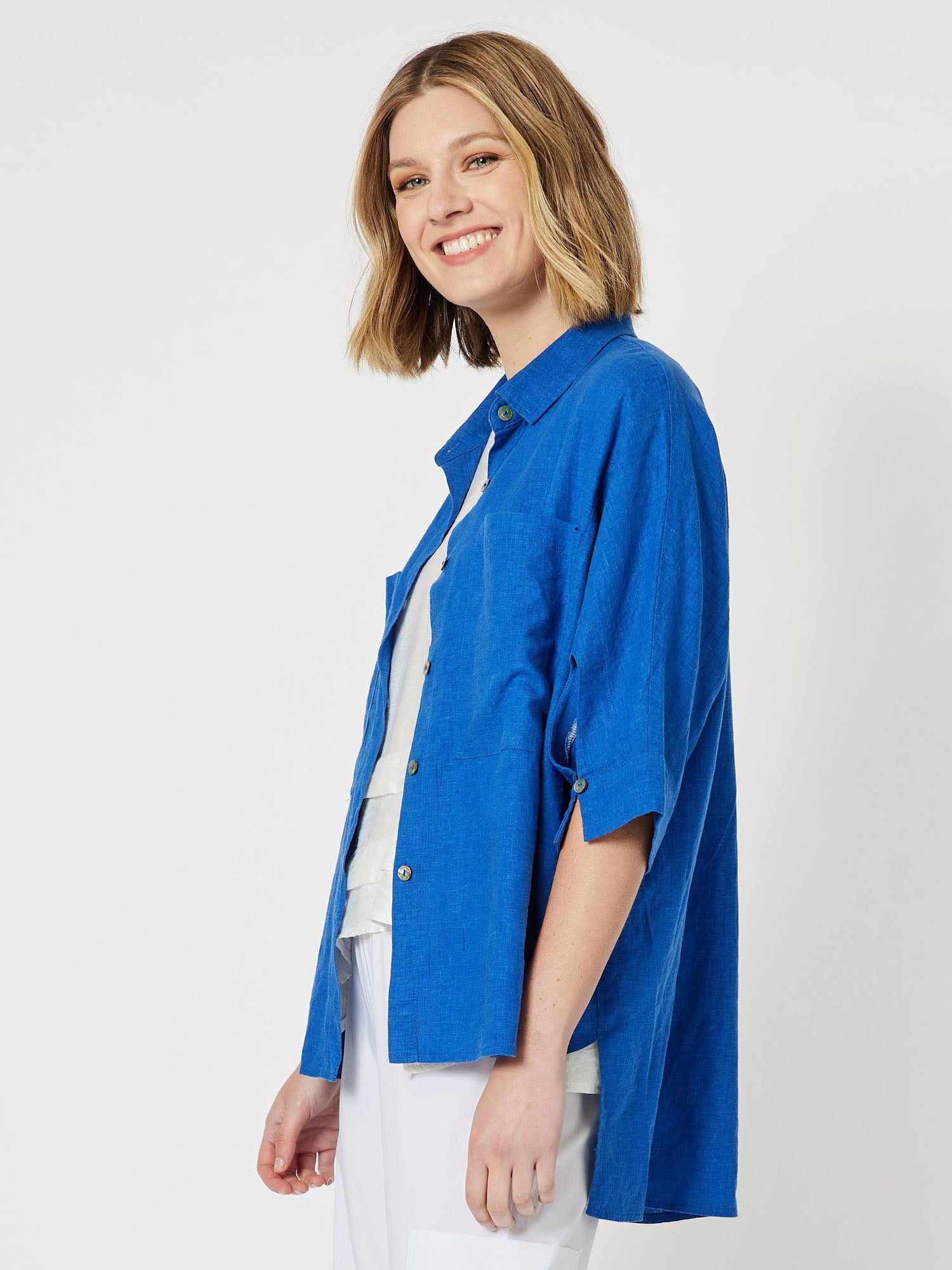 Darci Twin Pocket Shirt - Azure Blue
