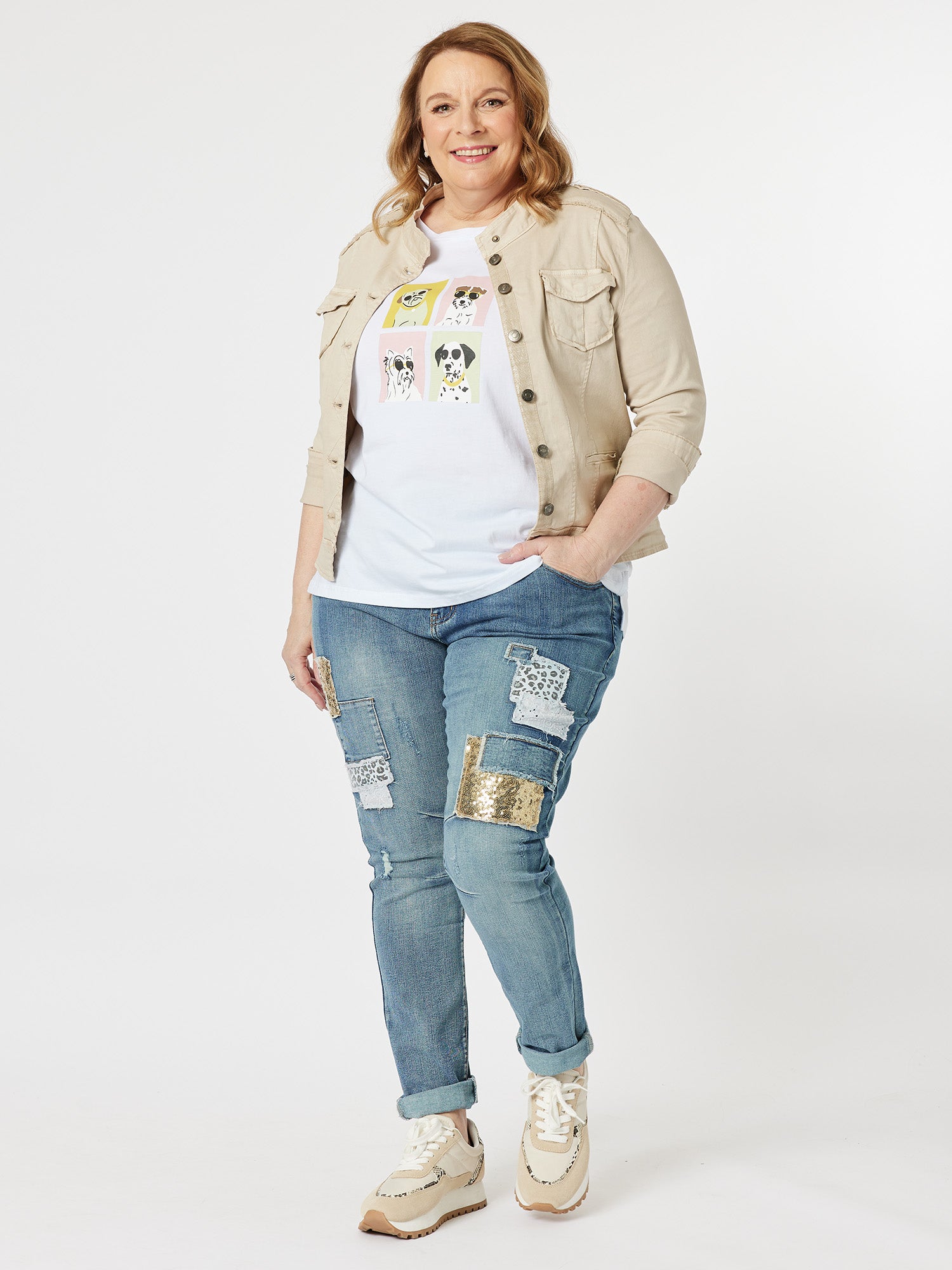 Poochi Cotton Print T-Shirt - White