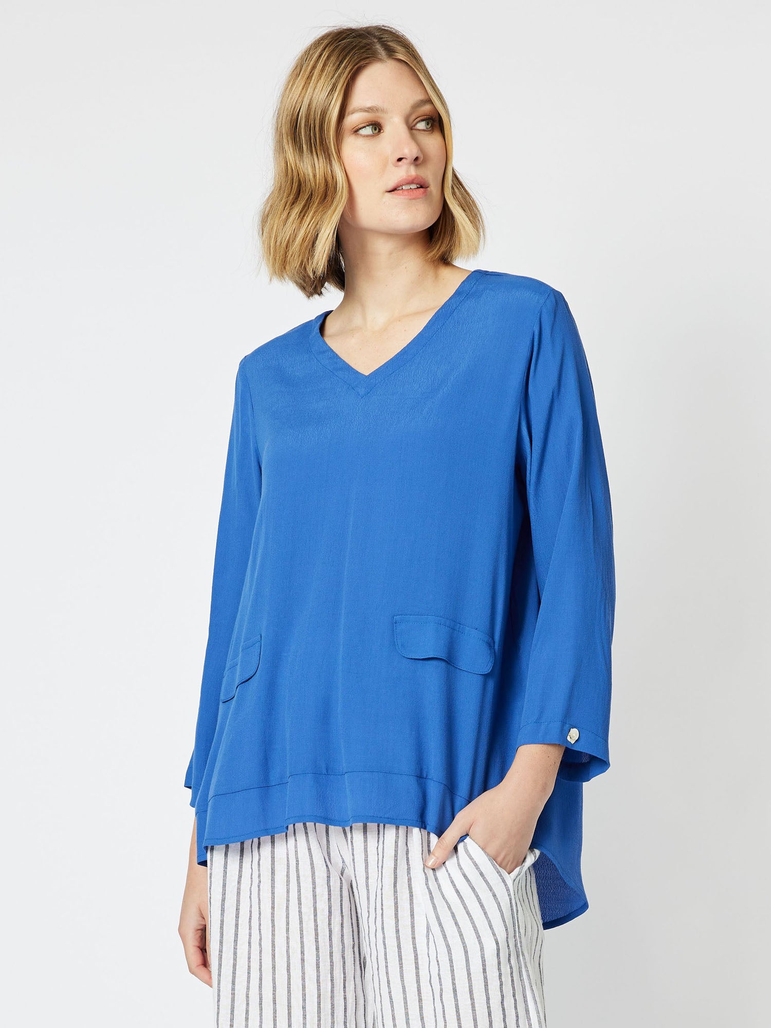 Madison Pocket Top - Azure Blue