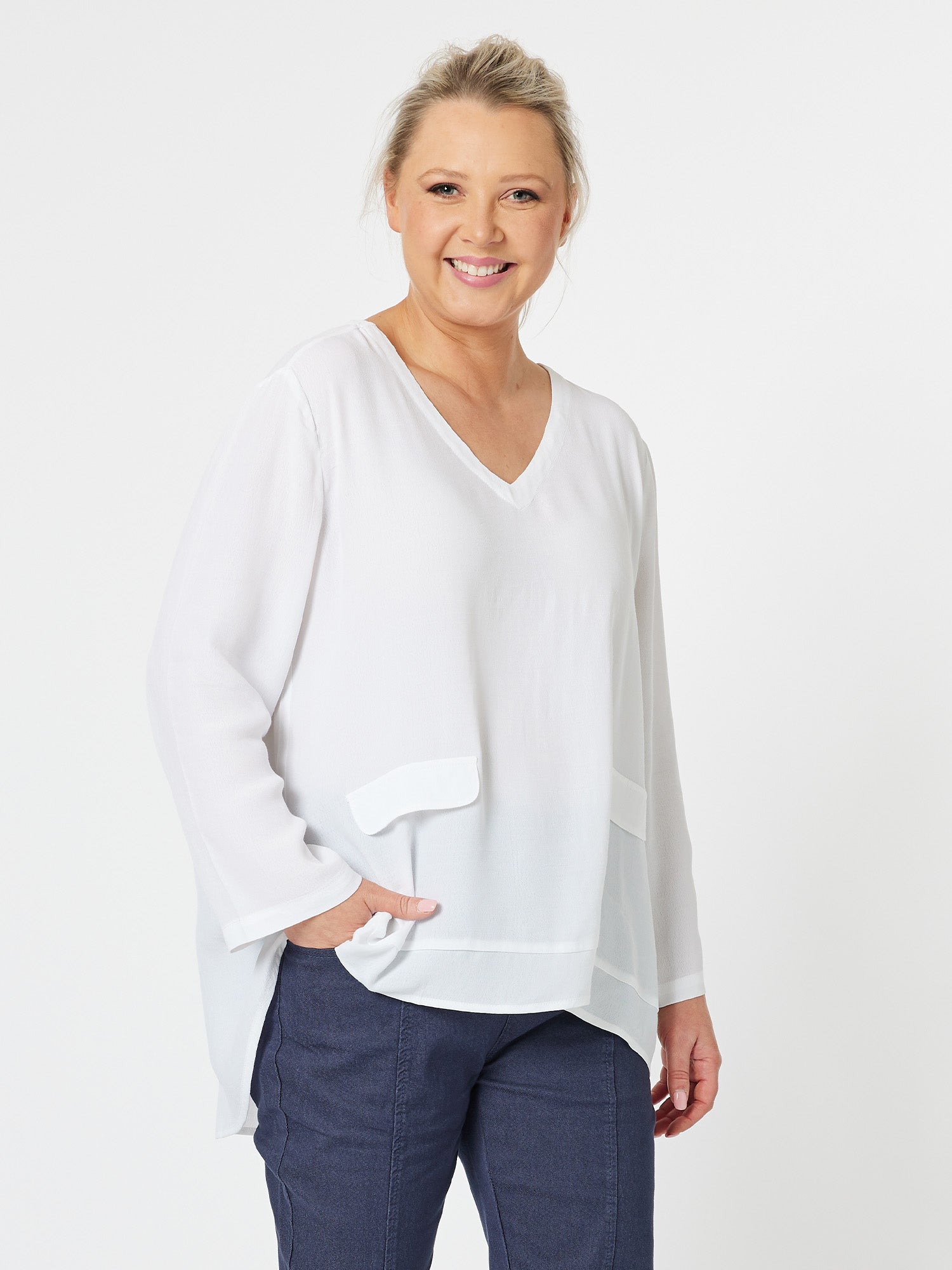 Madison Pocket Top - White
