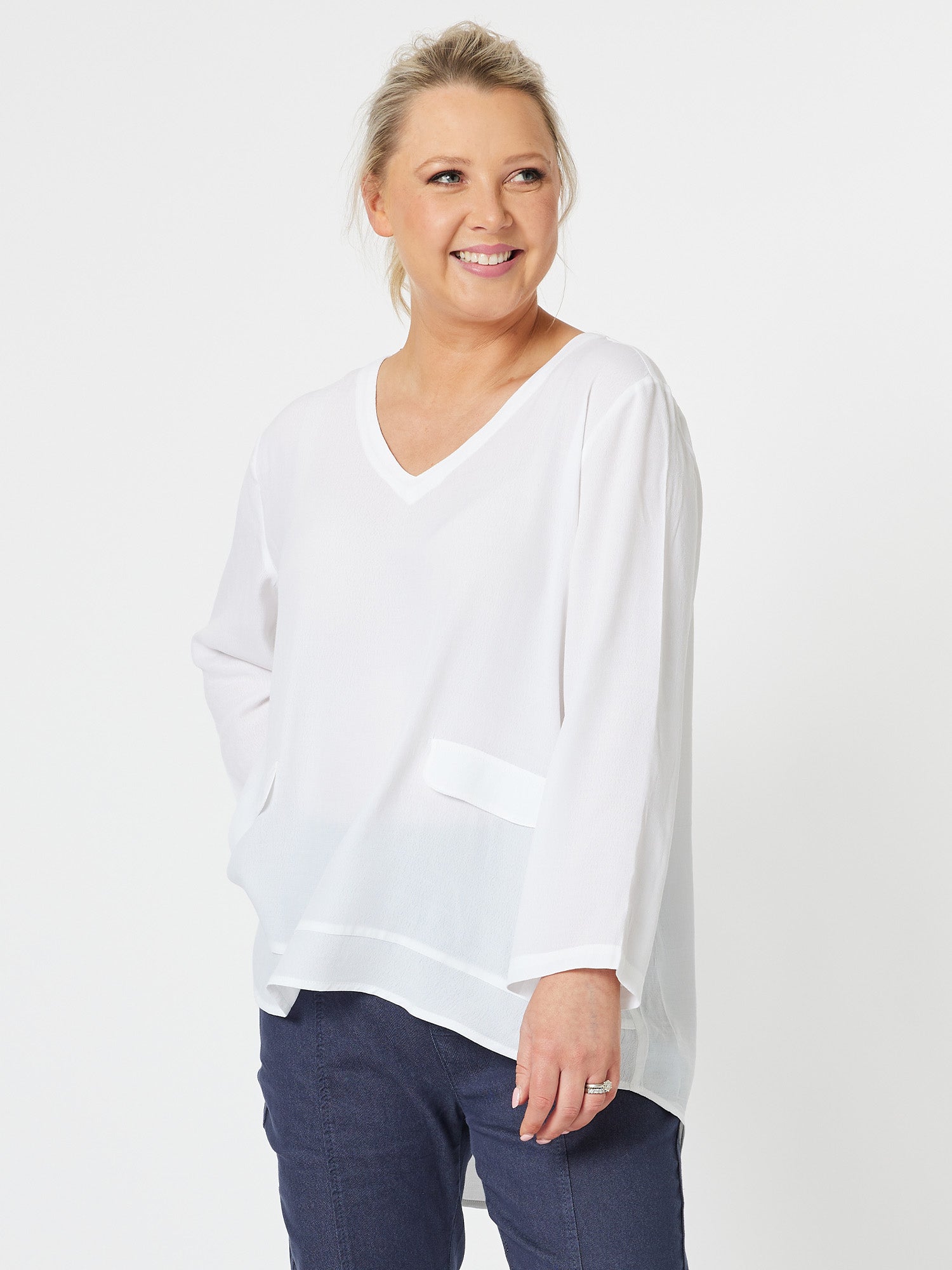 Madison Pocket Top - White