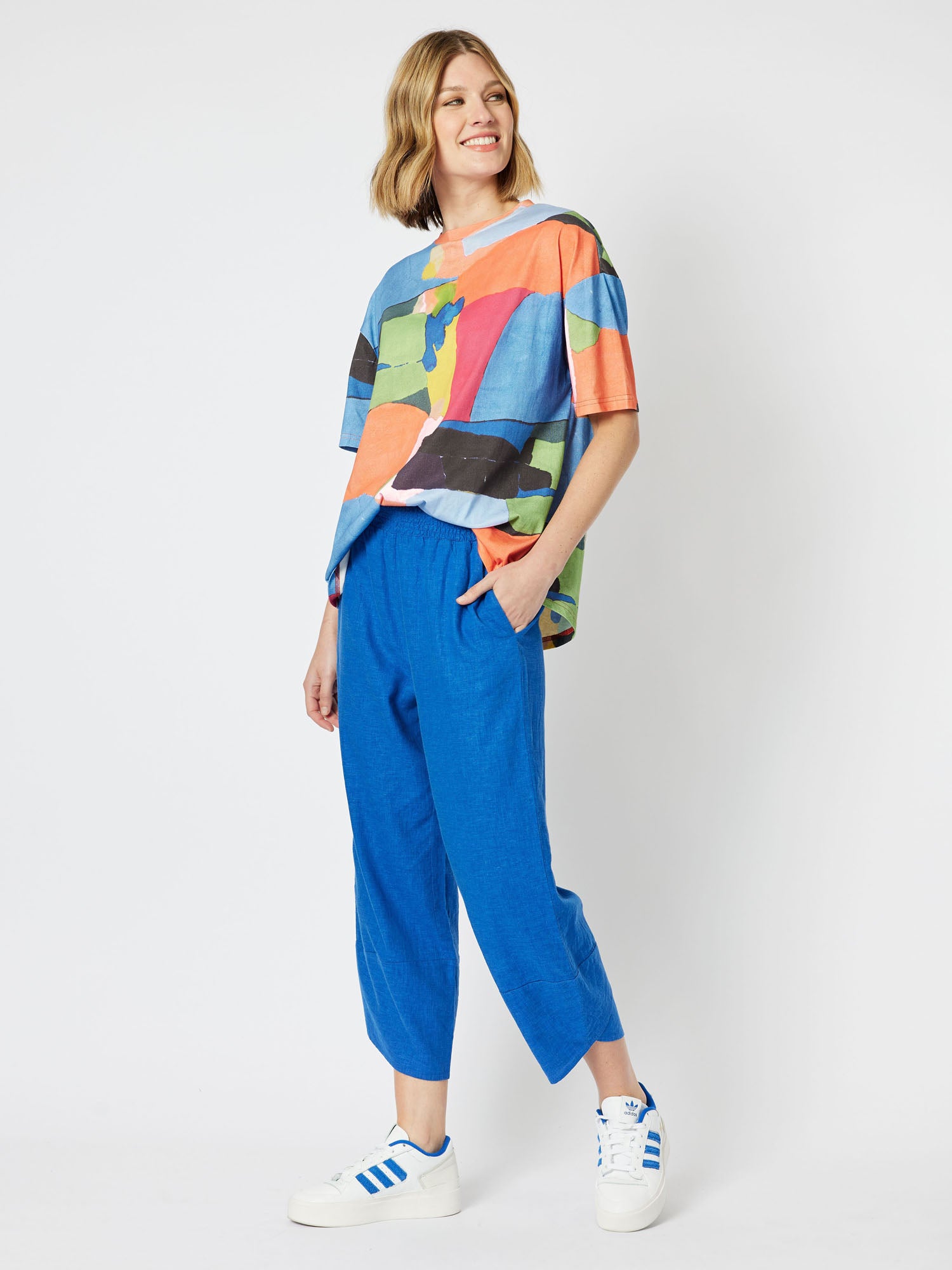 Jacoba Print Knit Round Neck Short Sleeve T-Shirt - Multi