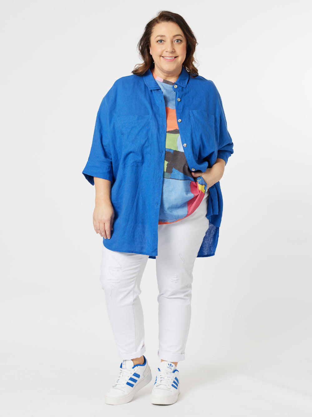 Jacoba Print Knit Round Neck Short Sleeve T-Shirt - Multi