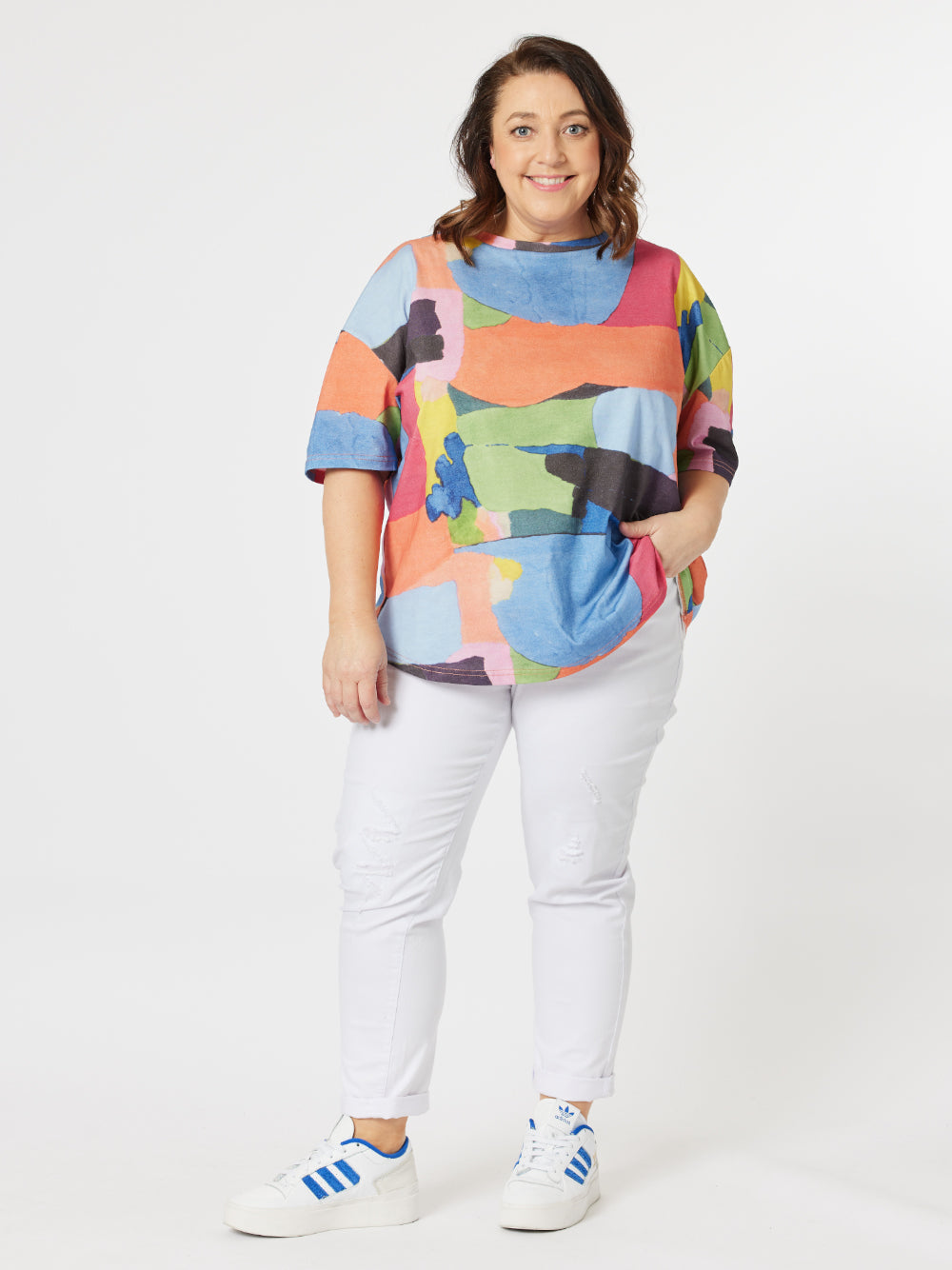 Jacoba Print Knit Round Neck Short Sleeve T-Shirt - Multi