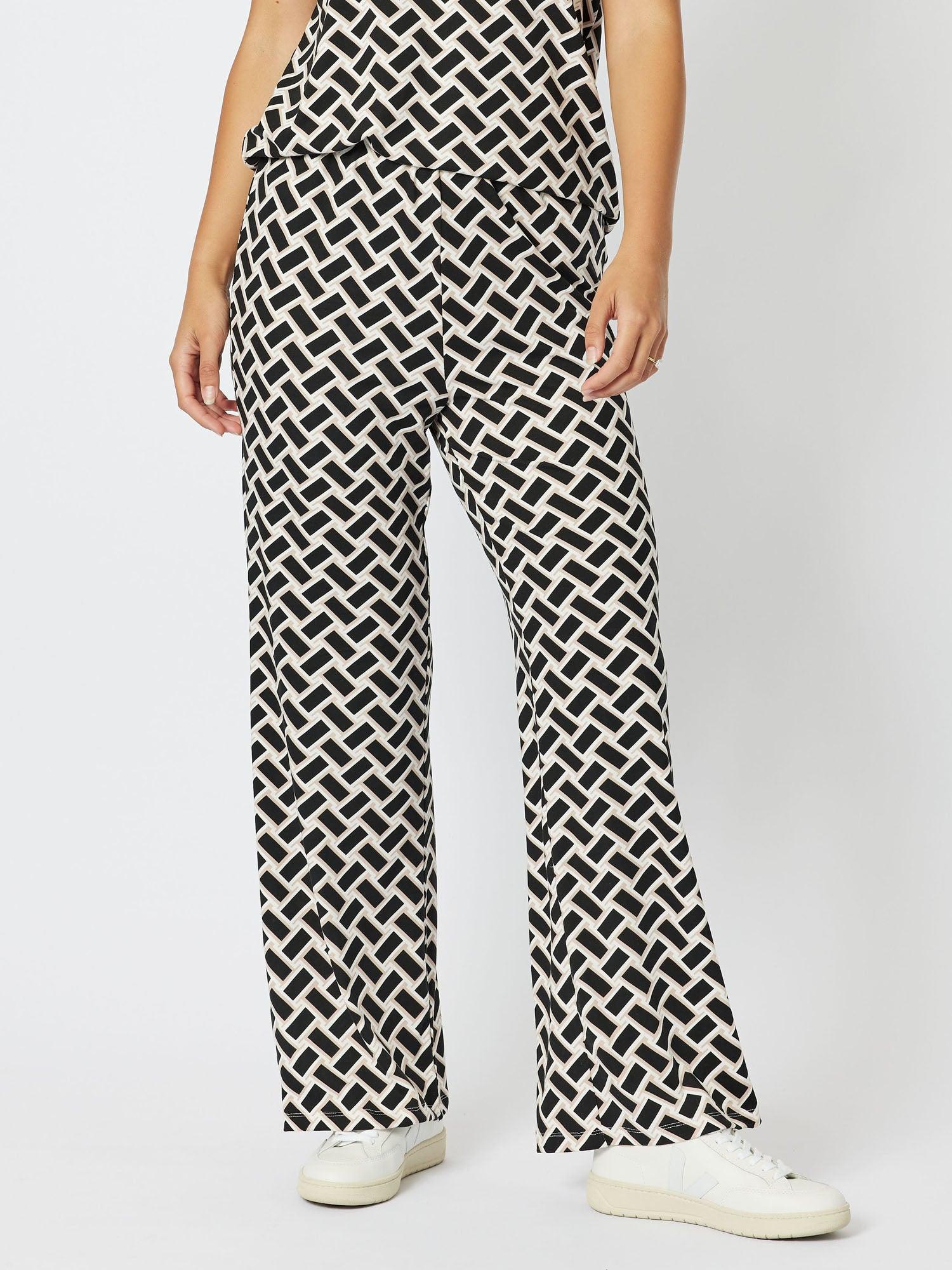 Chevron Knit Top Pull On Pant - Black/Stone