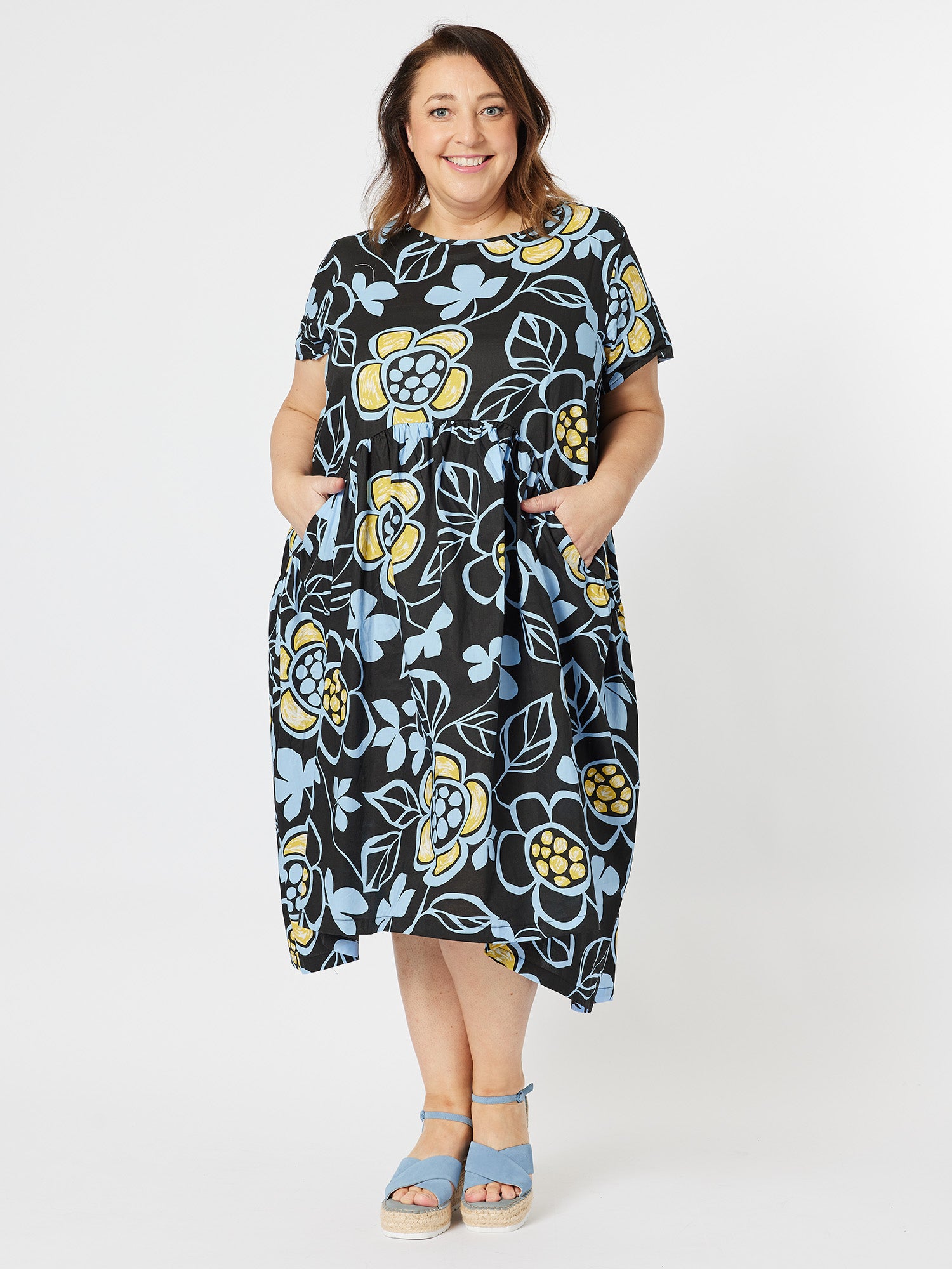 Daisy Chain Cotton Dress - Blue