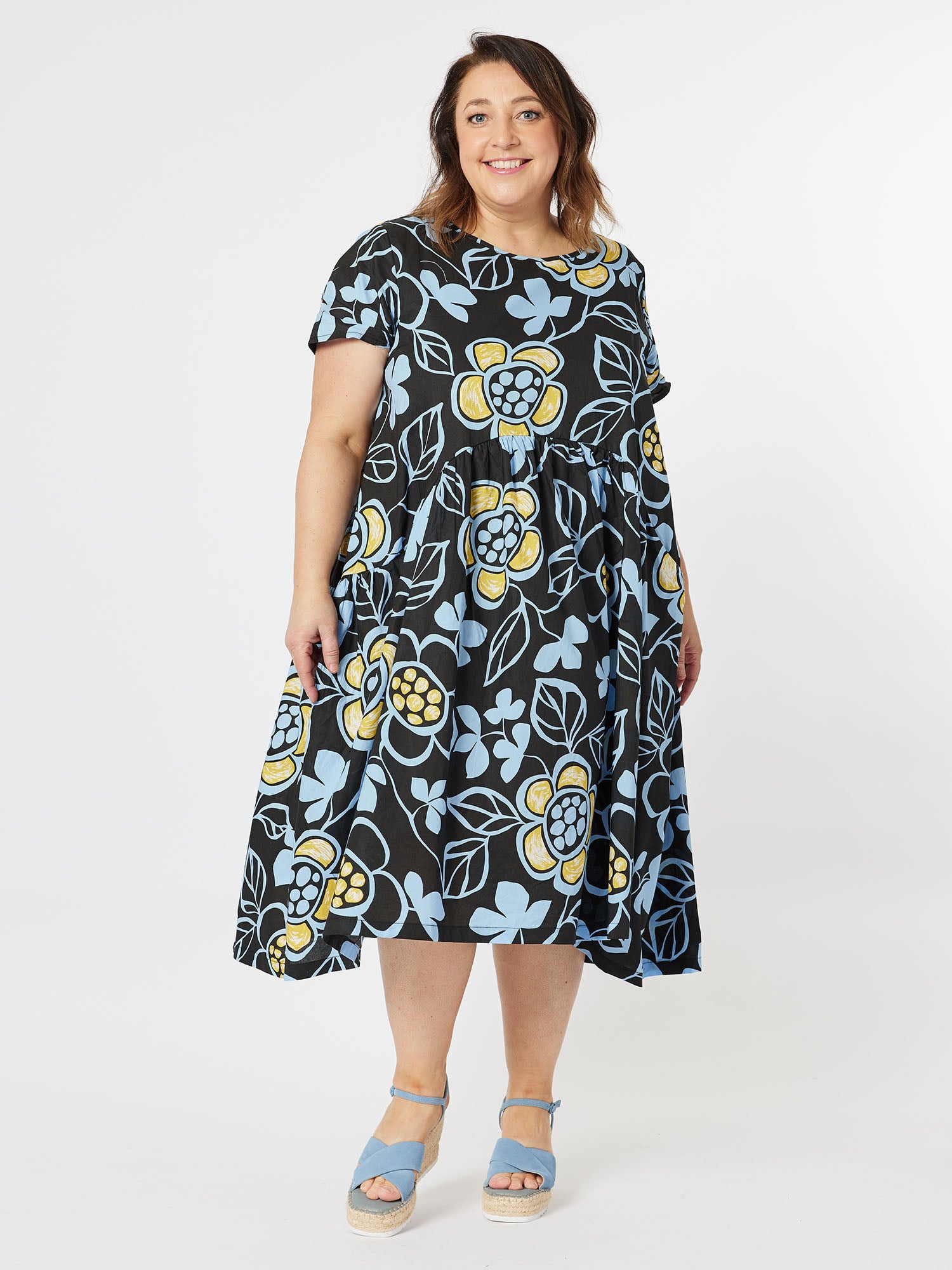 Daisy Chain Cotton Dress - Blue