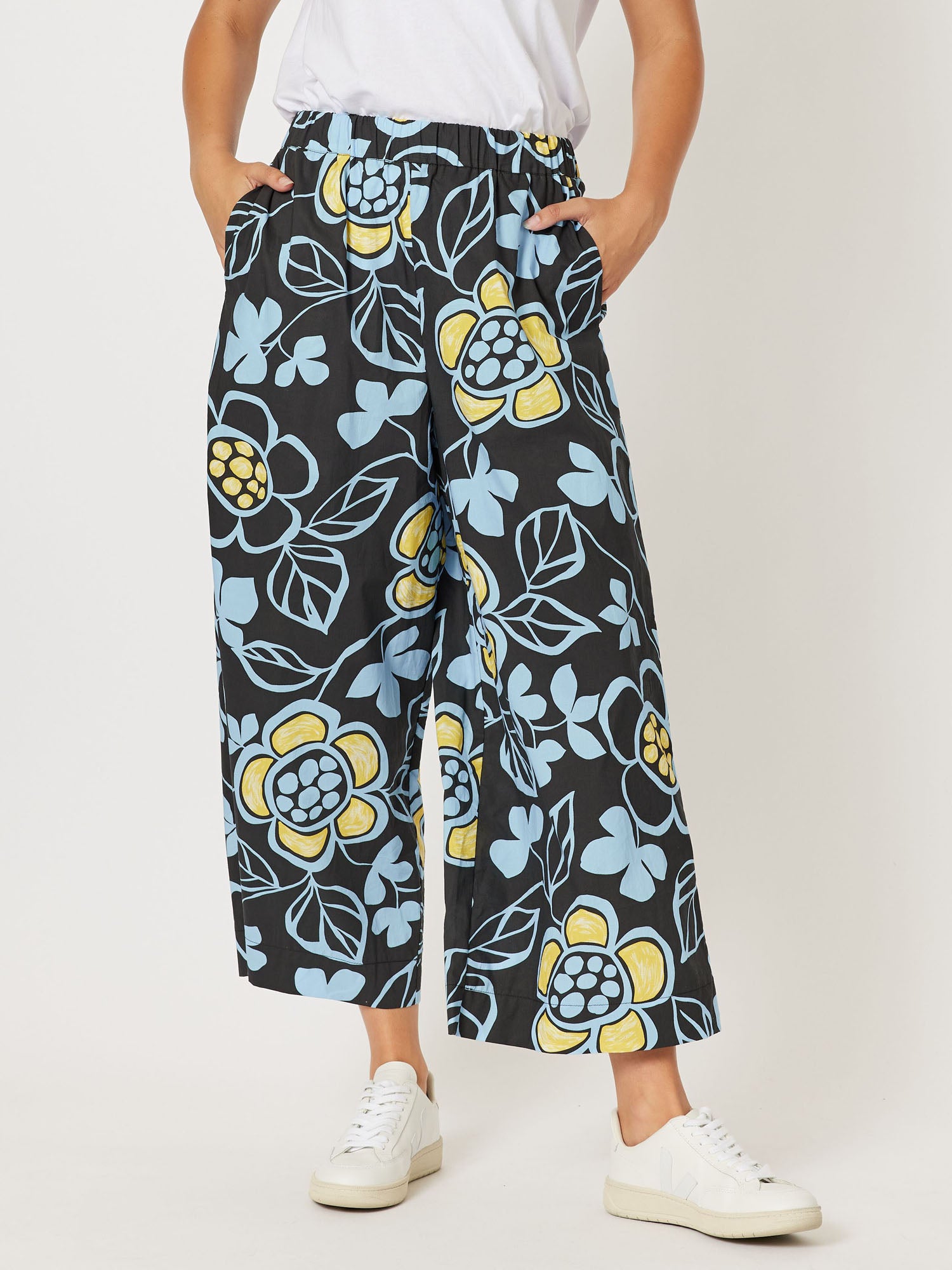 Daisy Chain Cotton Pant - Blue