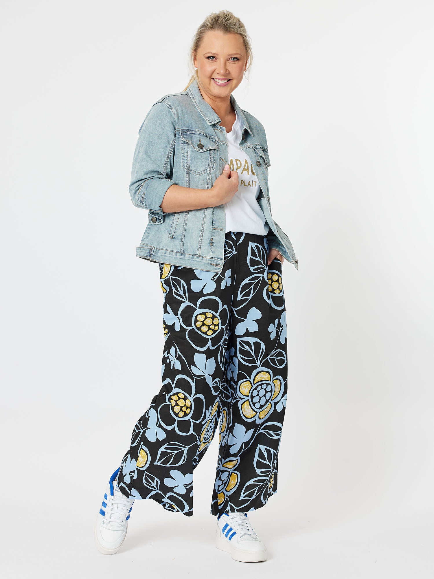 Daisy Chain Cotton Pant - Blue