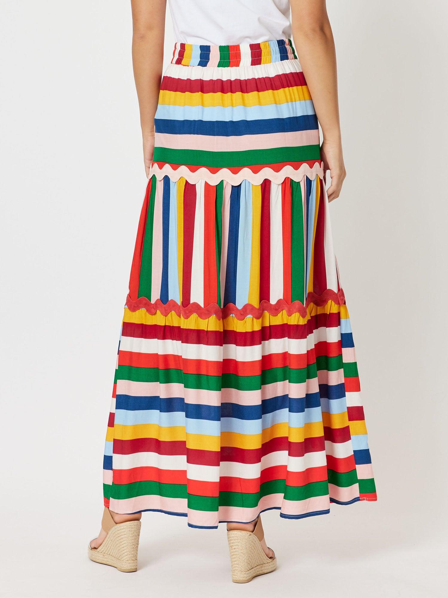 Fiesta Stripe Pull On Maxi Skirt - Multi