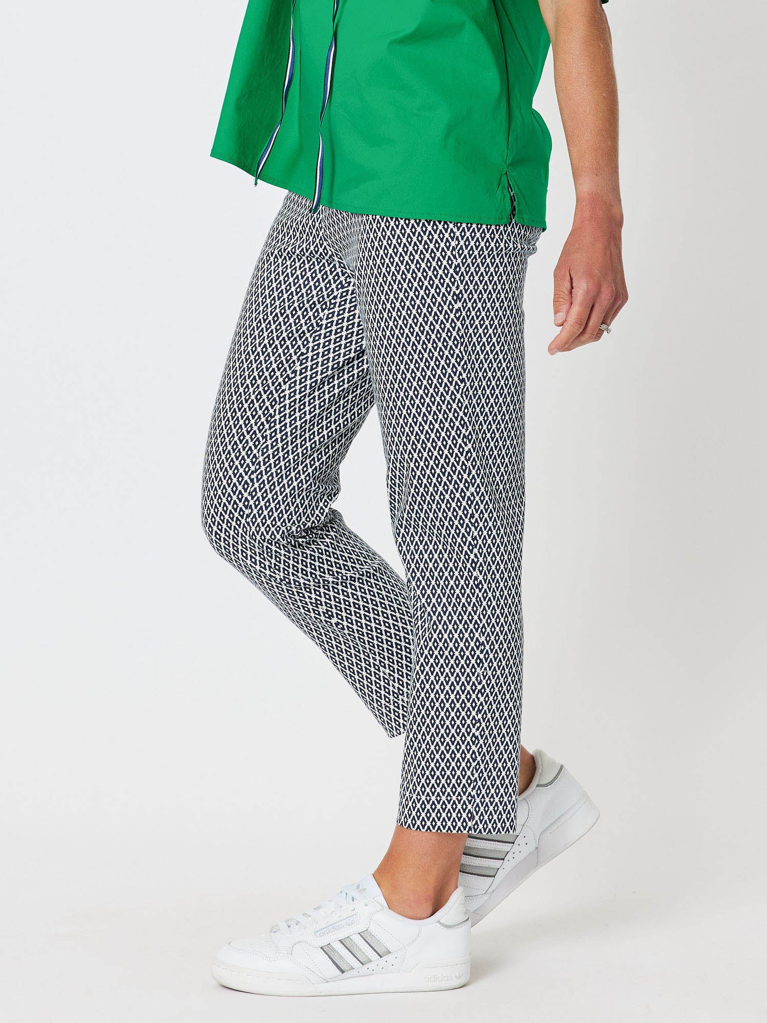 Diamond Print Stretch Pant - Navy